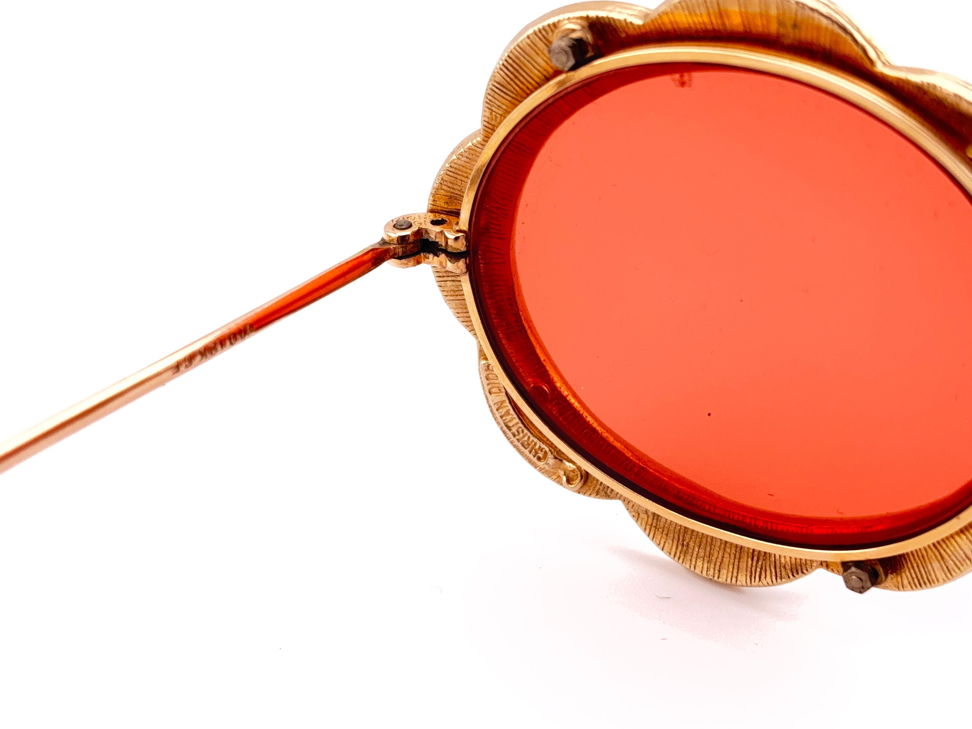 Lunettes de soleil de collection Christian Dior émaillées en or 12 K K ultra rares de 1960 en vente 2
