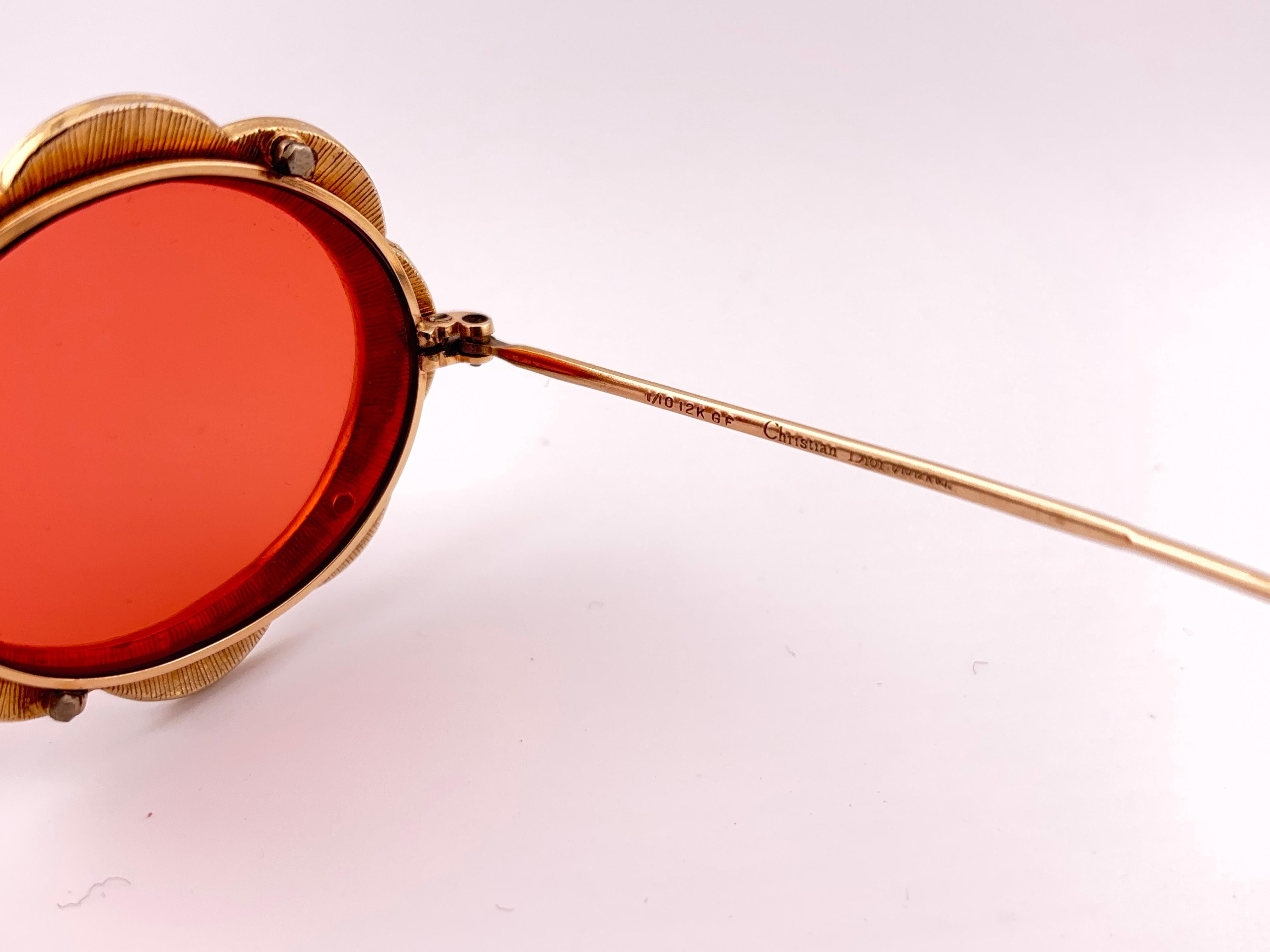Lunettes de soleil de collection Christian Dior émaillées en or 12 K K ultra rares de 1960 en vente 3