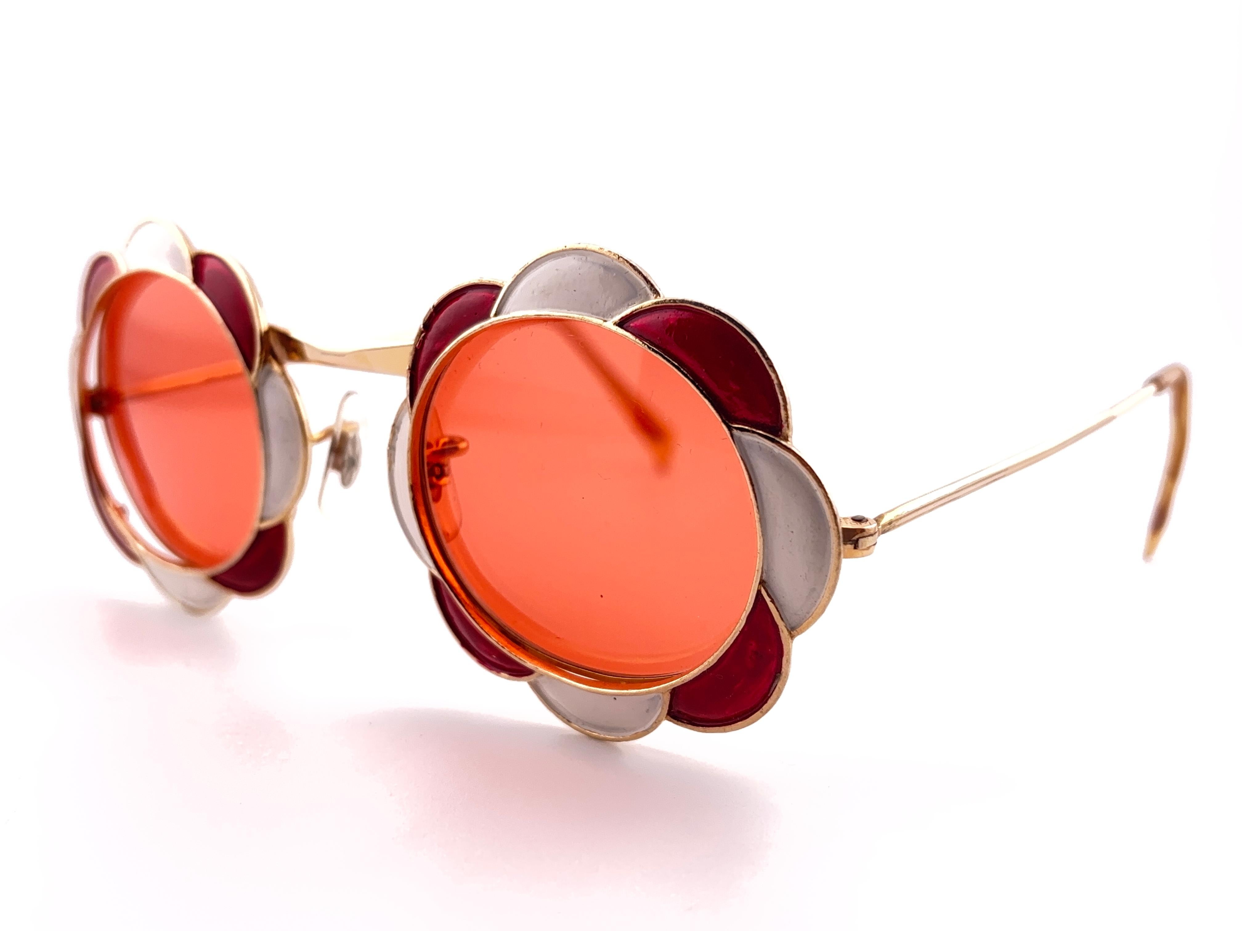 Lunettes de soleil de collection Christian Dior émaillées en or 12 K K ultra rares de 1960 en vente 4