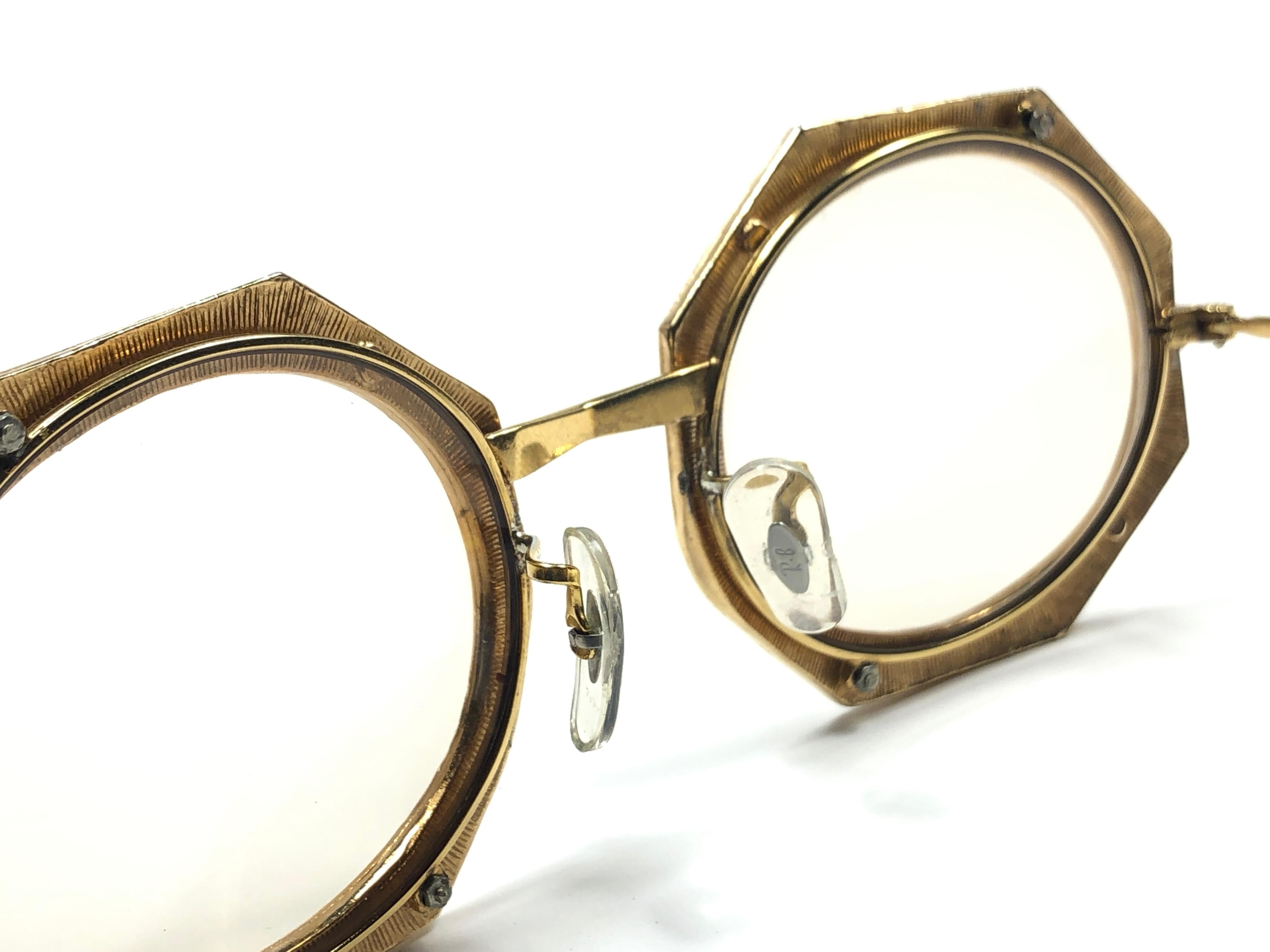 Beige Ultra Rare 1960 Christian Dior Enamelled Octagonal Collector Item Sunglasses