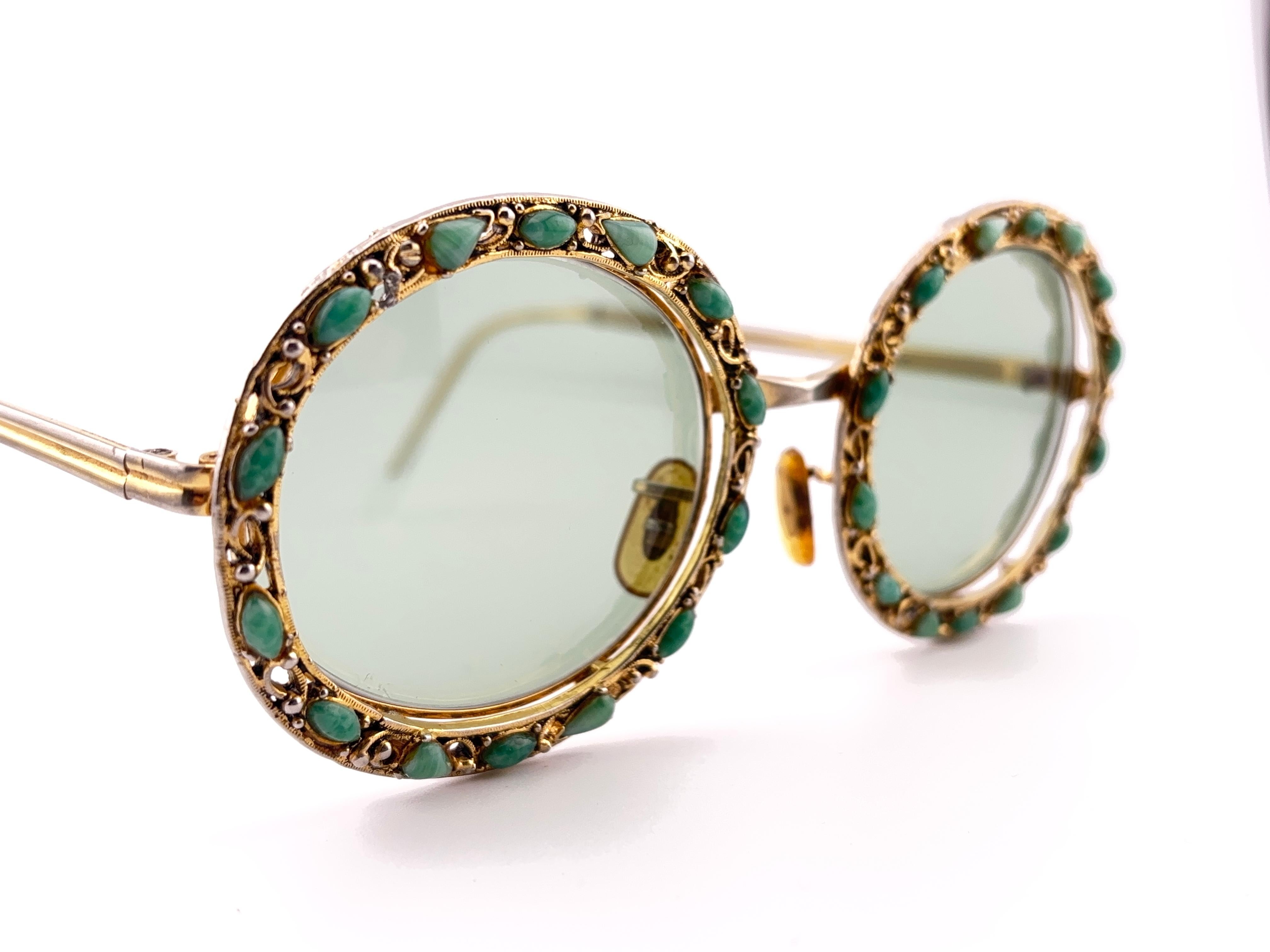 Ultra Rare 1960 Christian Dior Tura Jewelled Green Gems Frame Archive Sunglasses en vente 6