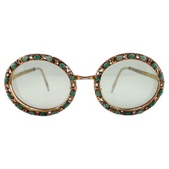 Ultra Rare 1960 Christian Dior Tura Jewelled Green Gems Frame Archive Sunglasses