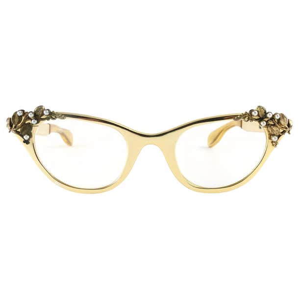 Ultra Rare 1960 Tura Cat Eye Gold Jewelled Accented Frame Sunglasses ...
