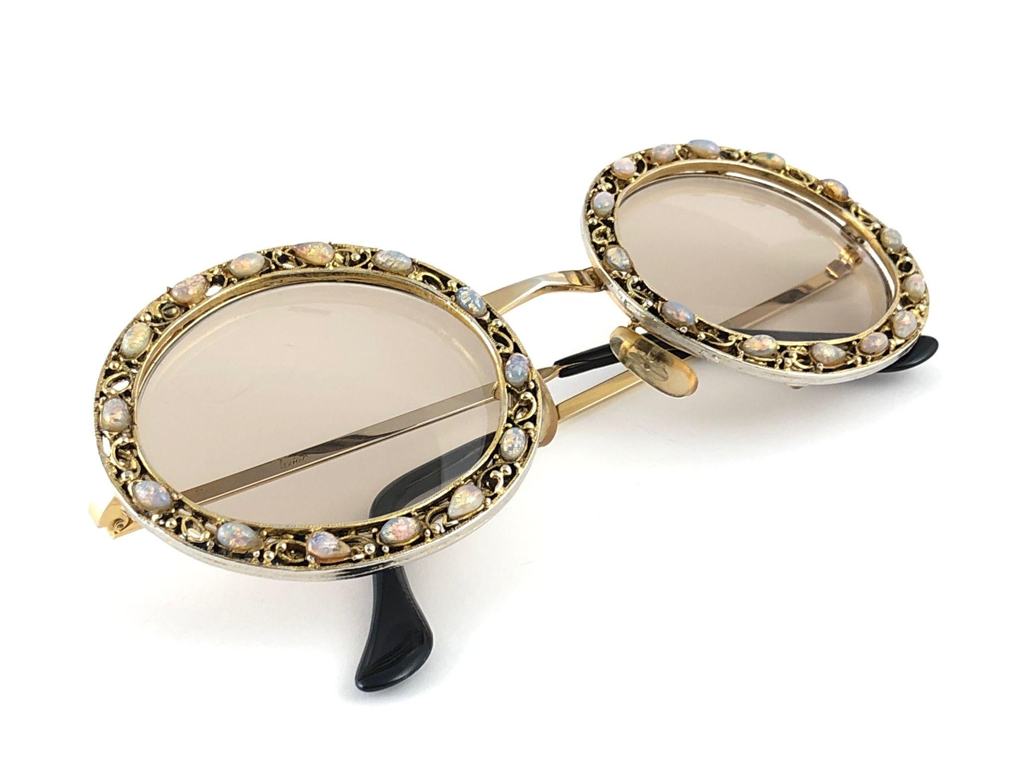 Ultra Rare 1960 Tura Jewelled Opal Accented Frame Archive Dior Sunglasses For Sale 5