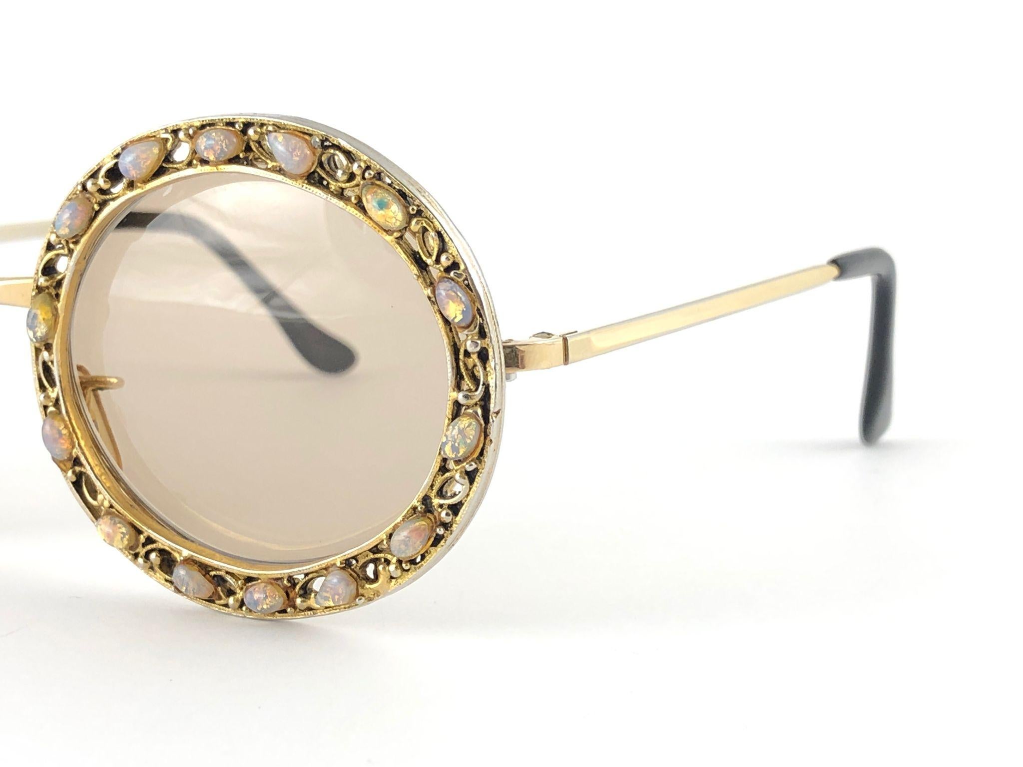Beige Ultra Rare 1960 Tura Jewelled Opal Accented Frame Archive Dior Sunglasses For Sale
