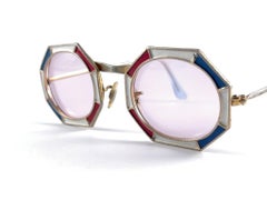 Ultra Rare 1960 Tura Octogon 104 Red White & Blue Frame Archive Dior Sunglasses