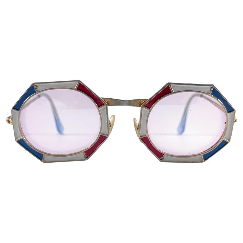 Ultra Rare 1960 Tura Octogon 104 Red White & Blue Frame Archive Dior Sunglasses For Sale