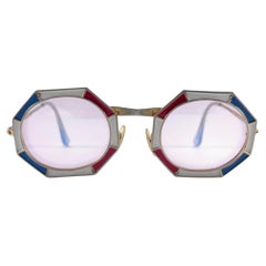 Vintage Ultra Rare 1960 Tura Octogon 104 Red White & Blue Frame Archive Dior Sunglasses