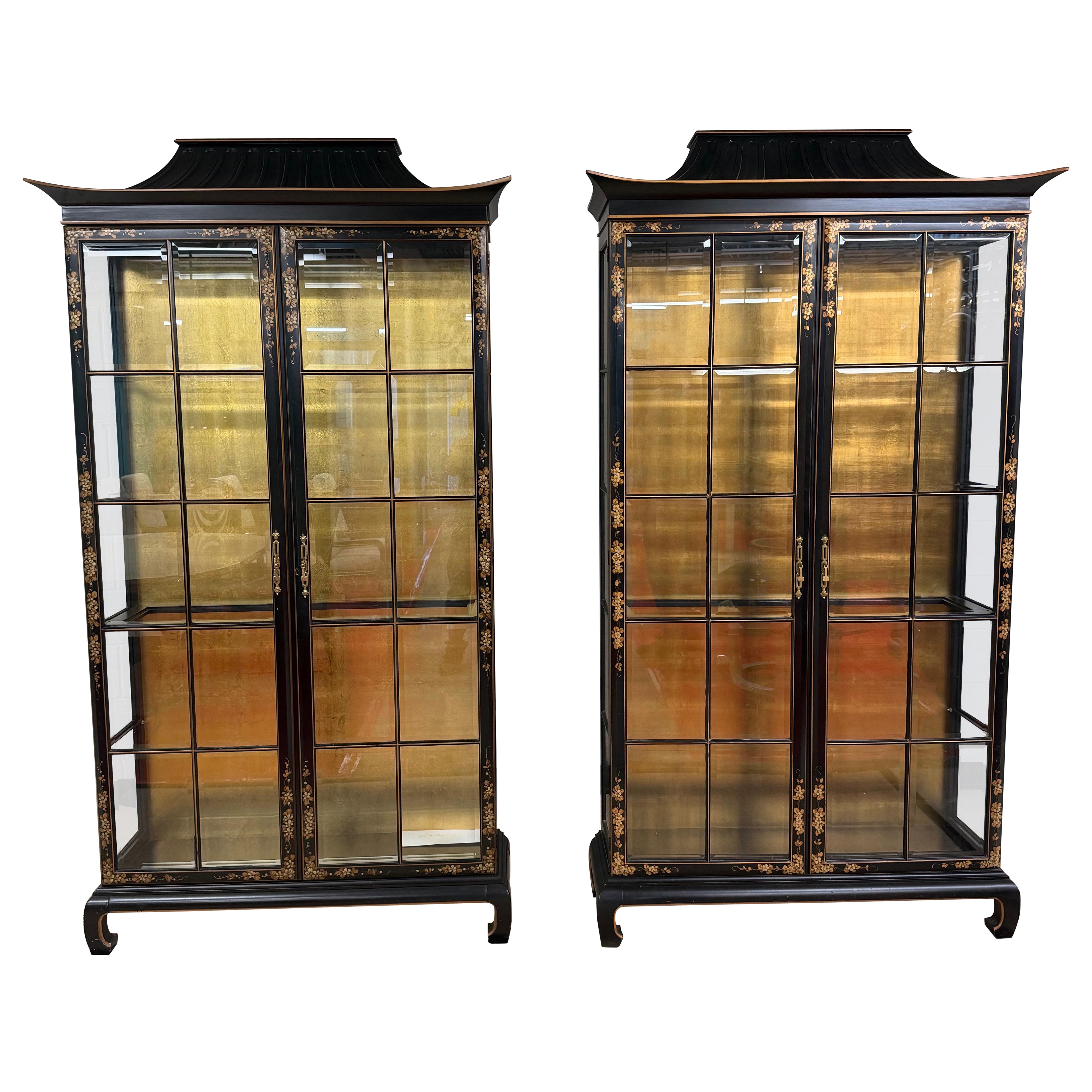 Ultra Rare 1960’s Pagoda Top Chinoiserie Cases by Union National, A Pair