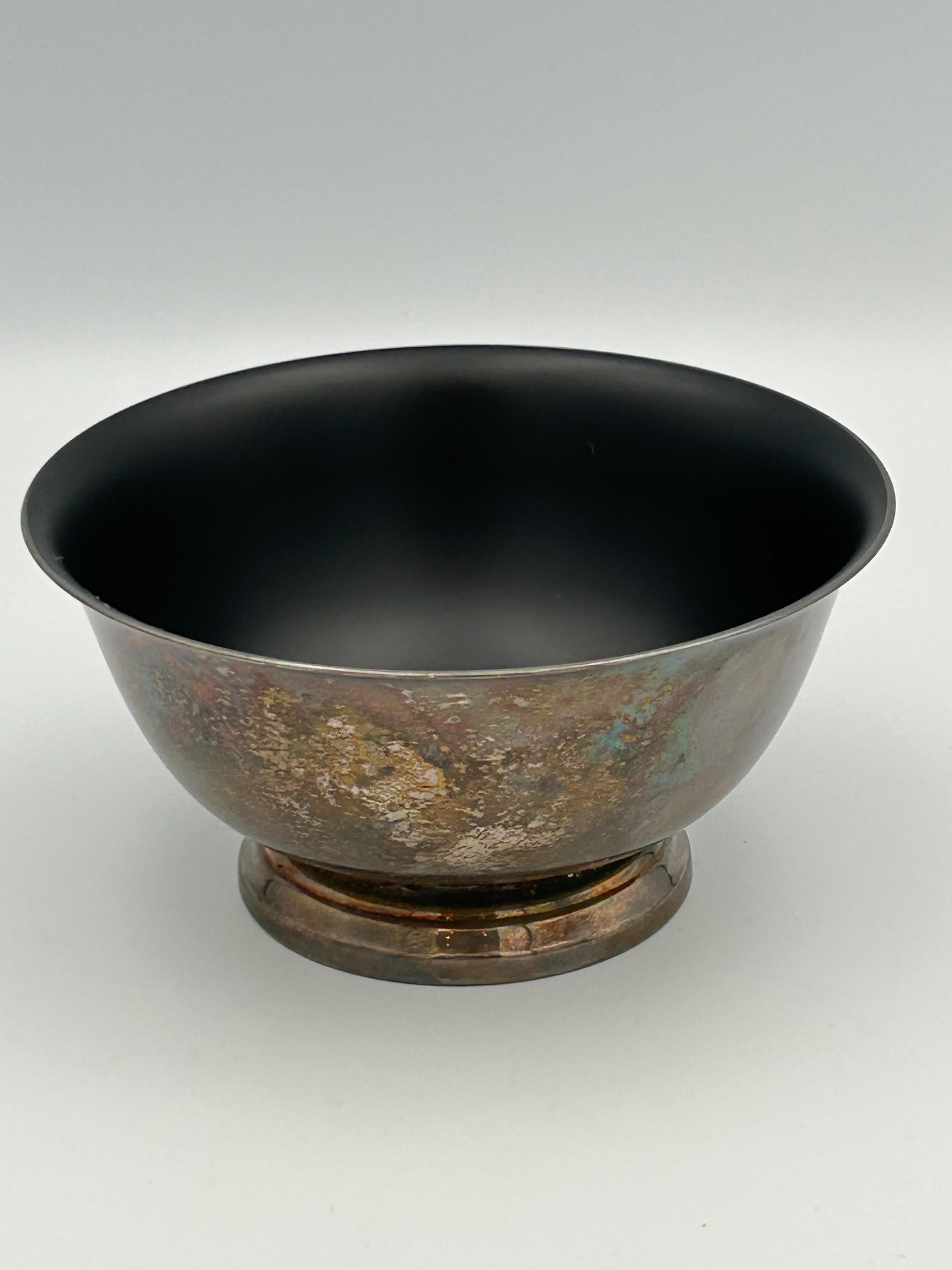 Americano Ultra raro 1963 Reed and Barton Black Enamel Paul Revere Bowl 101 by John Prip in vendita