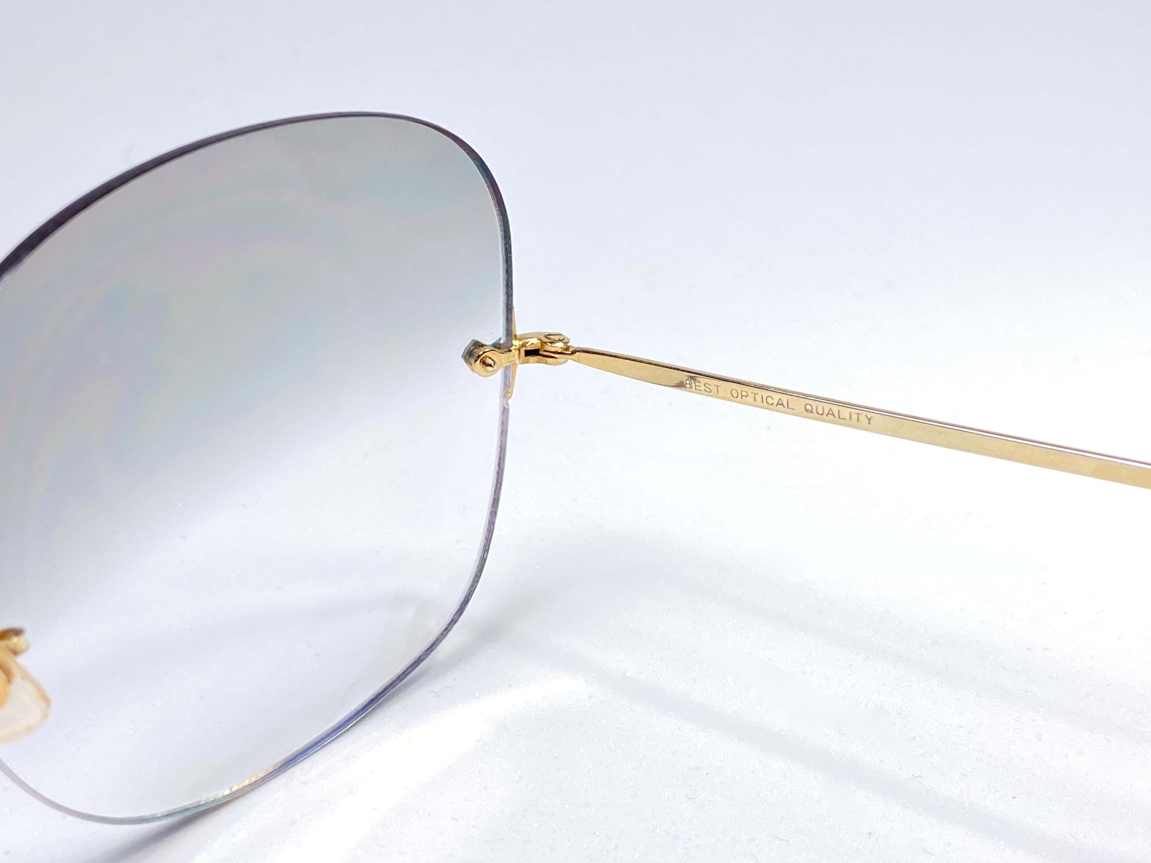 Gray Ultra Rare 1970 A. A Sutain Uber Oversized Rimless Translucent Lenses Sunglasses For Sale