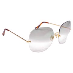 Ultra Rare 1970 A. A Sutain Uber Oversized Rimless Translucent Lenses Sunglasses