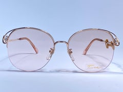Ultra Rare 1970 Tura 145 Half Frame Clear Rhinestones RX Demo Lenses Sunglasses