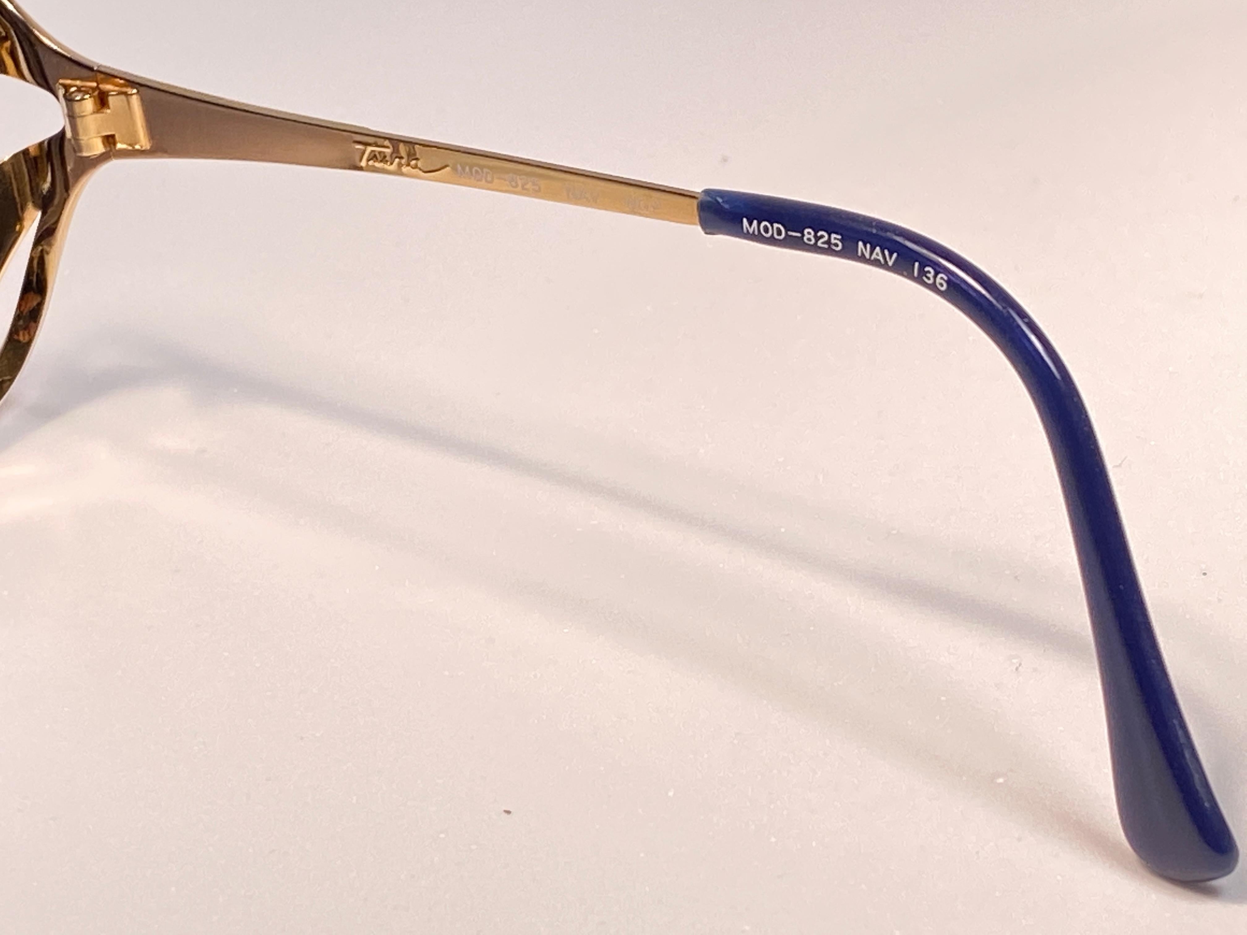 Ultra Rare 1970 Tura Blue Enamel & Gold Art Deco Blue Lenses Sunglasses 1