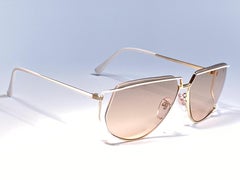 Ultra Rare 1970er Tura 425 übergroße Sonnenbrille mit goldenen und weißen Lichtlinsen