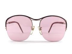 Ultra Rare 1970's Tura 450 Half Frame Burgundy Leather Pink Lenses Sunglasses