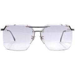 Ultra Rare 1970's Tura Oversized Silver Rimless Translucent Lenses Sunglasses