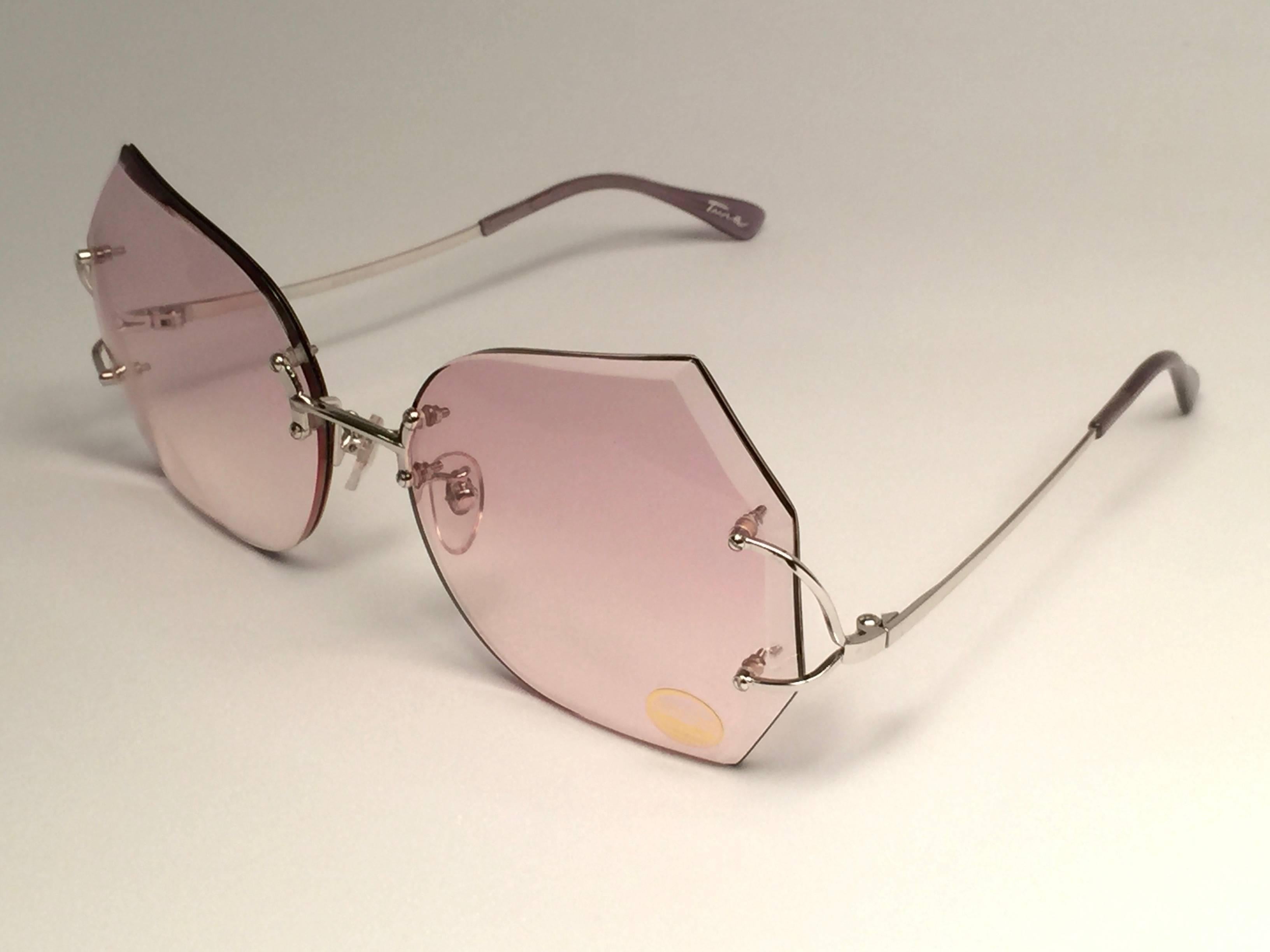 Ultra Rare 1970's Tura Rimless Silver Light Lenses Sunglasses In Excellent Condition In Baleares, Baleares