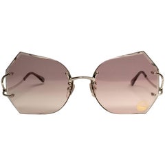 Ultra Rare 1970's Tura Rimless Silver Light Lenses Sunglasses