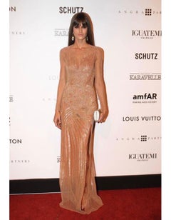 Ultra-Rare 2012 Versace Fully Beaded Blush Mesh Gown