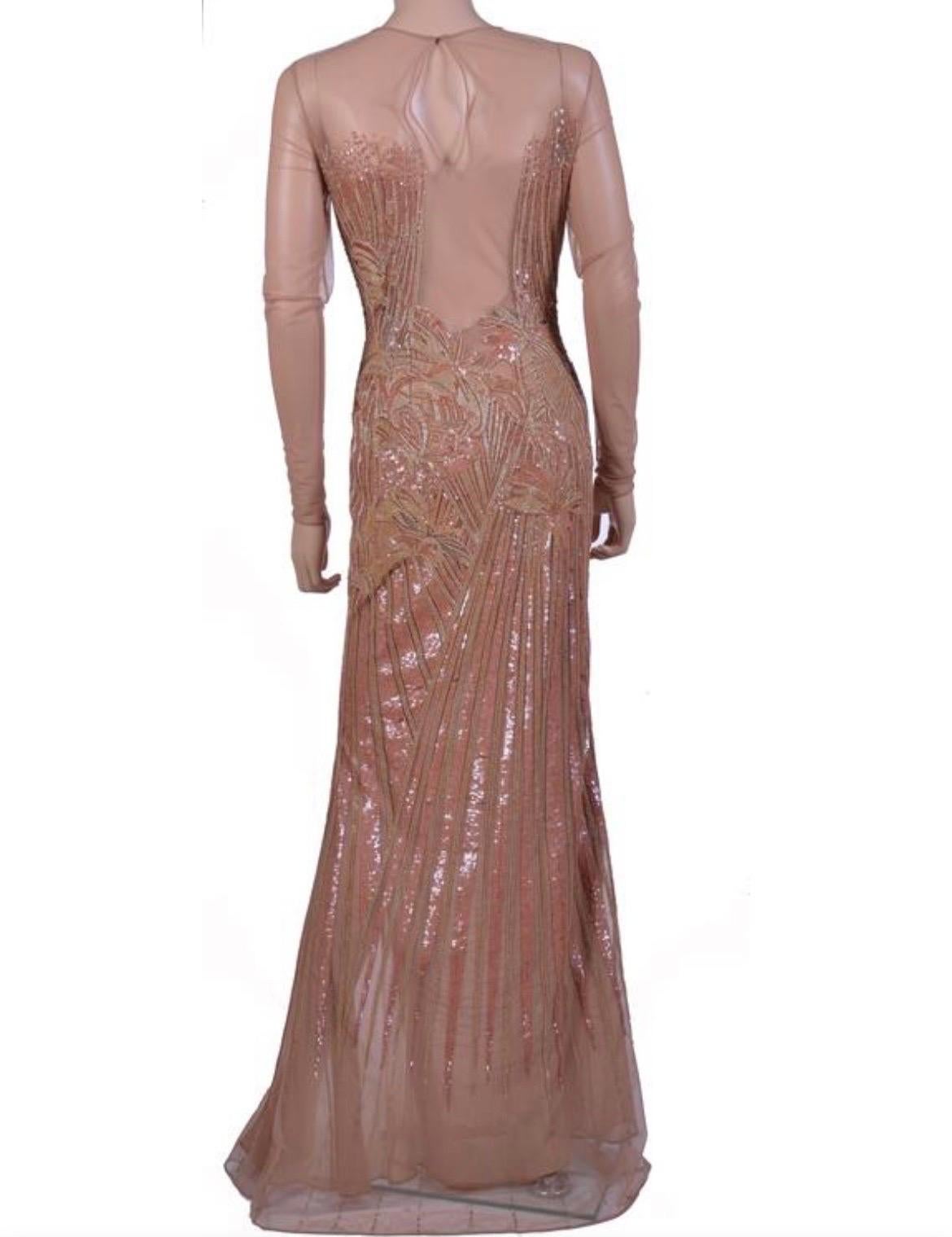 Ultra-Rare 2012 Versace Voll Perlenbesetztes Blush Mesh Kleid aus Mesh im Zustand „Neu“ im Angebot in Montgomery, TX