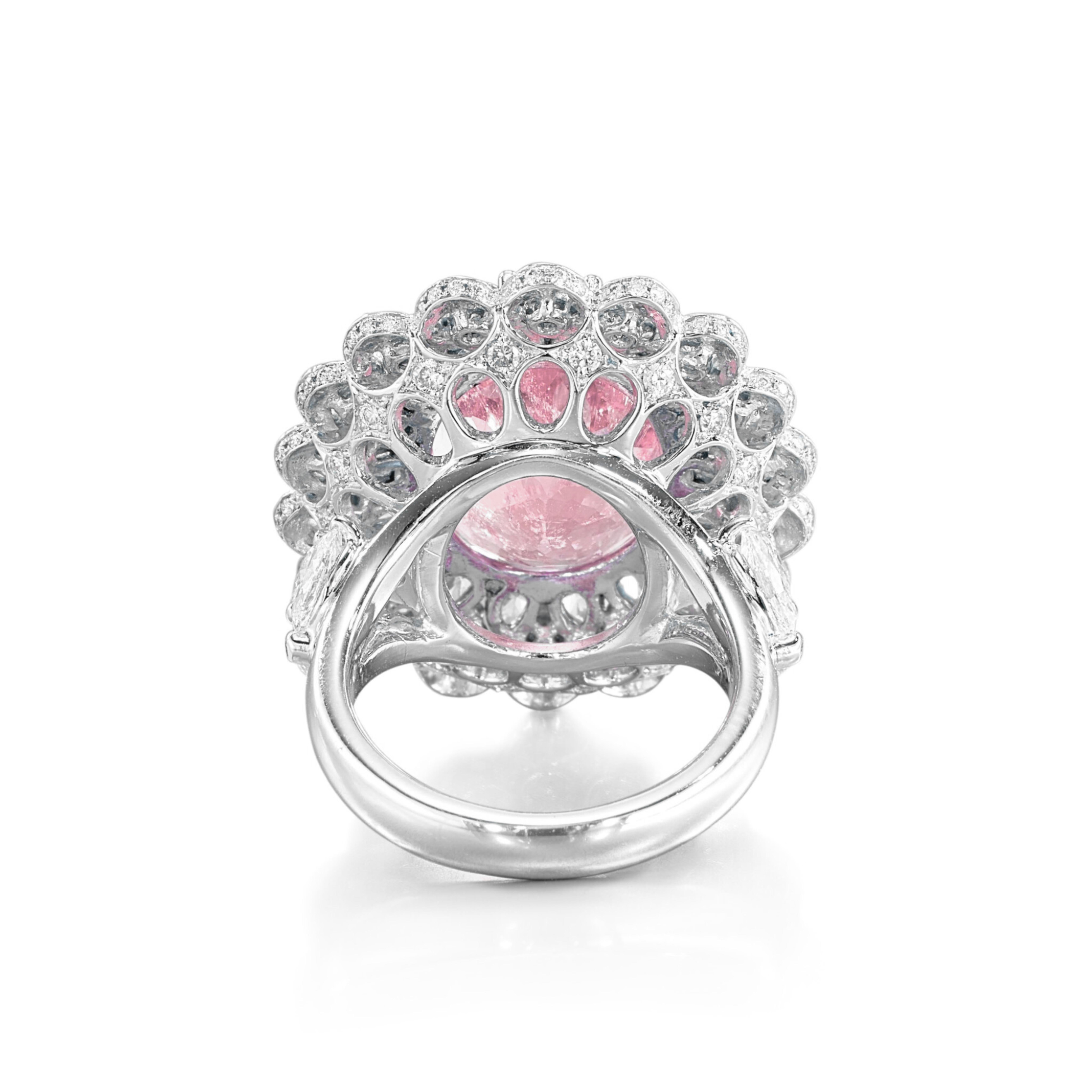 Ultra-Seltener 5,13 Karat GRS-zertifizierter ungeheizter Padparadscha Saphir Ring (Ovalschliff) im Angebot