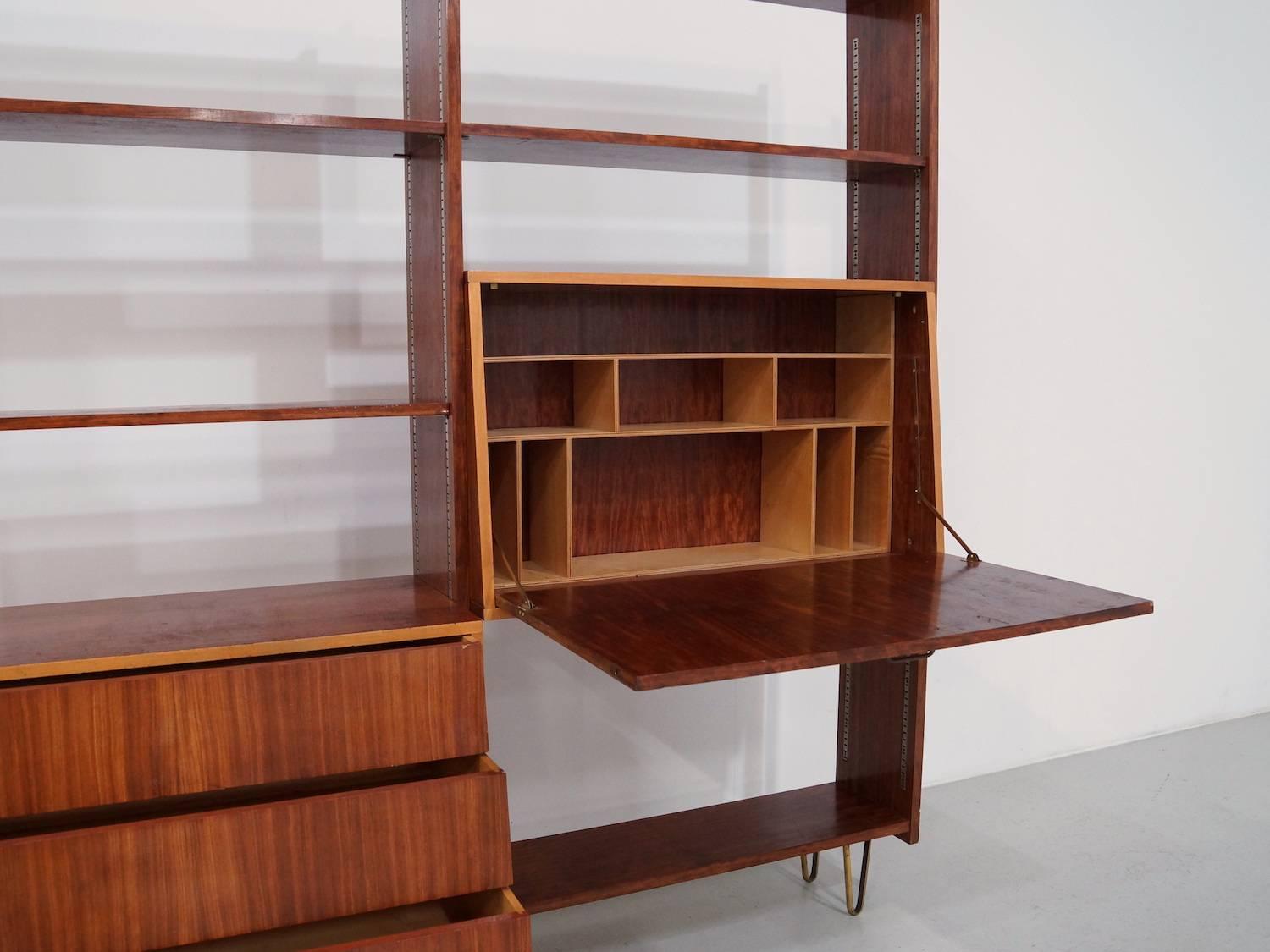 Mid-Century Modern Ultra Rare Alfred Hendrickx Wall Unit 1950s for Belform For Sale