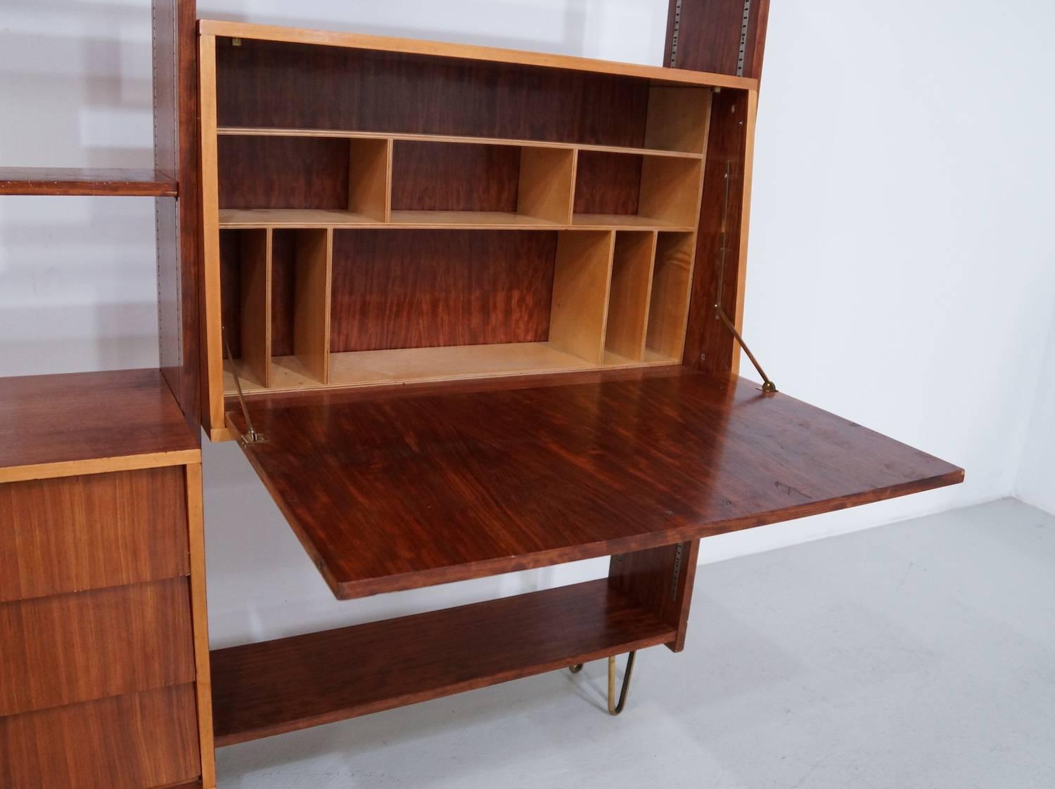 Ultra Rare Alfred Hendrickx Wall Unit 1950s for Belform In Good Condition For Sale In 's Heer Arendskerke, NL