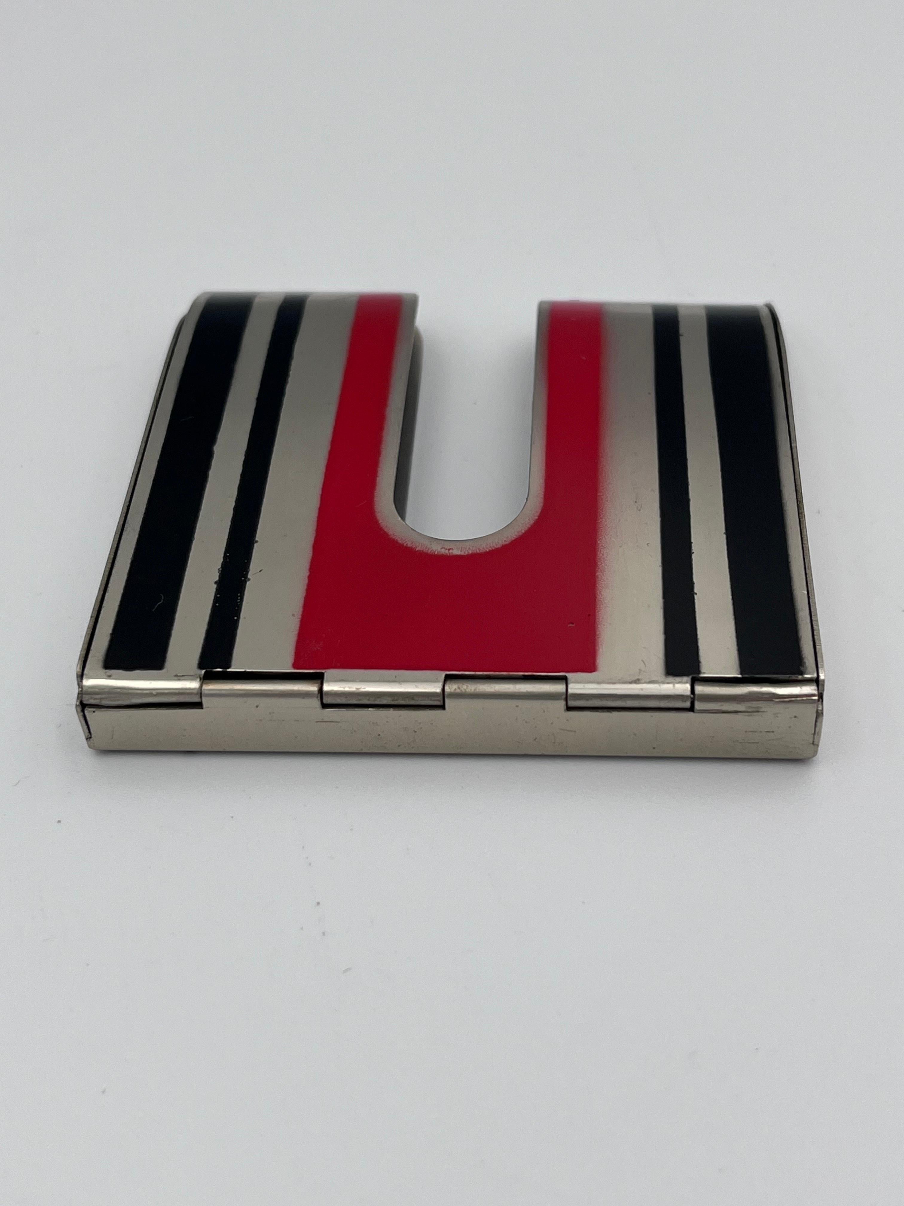 Ultra Rare Art Deco 1930's SLIDEOUT Red & Black Cigarette Case in Original Box For Sale 8