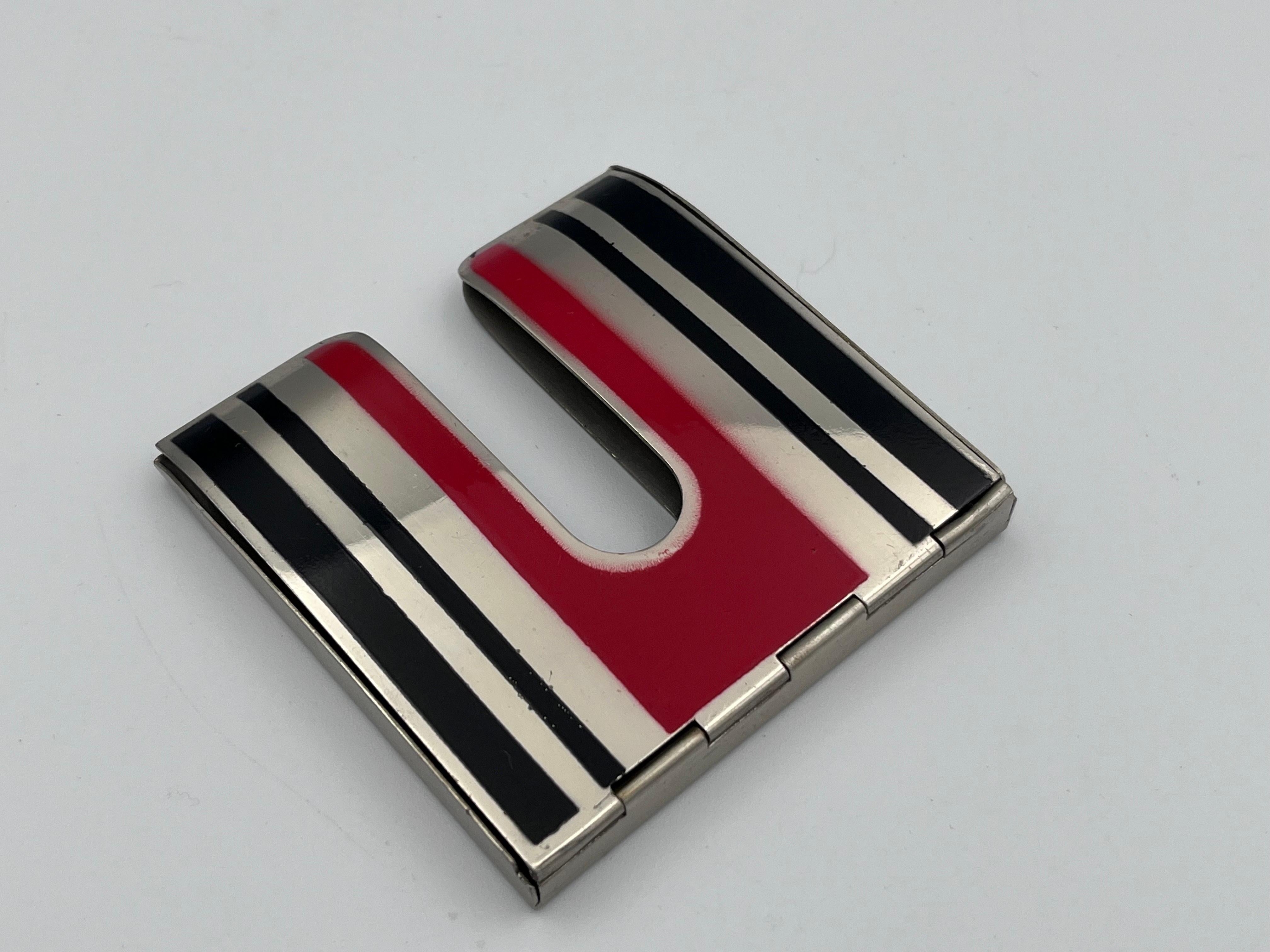 Ultra Rare Art Deco 1930's SLIDEOUT Red & Black Cigarette Case in Original Box For Sale 3