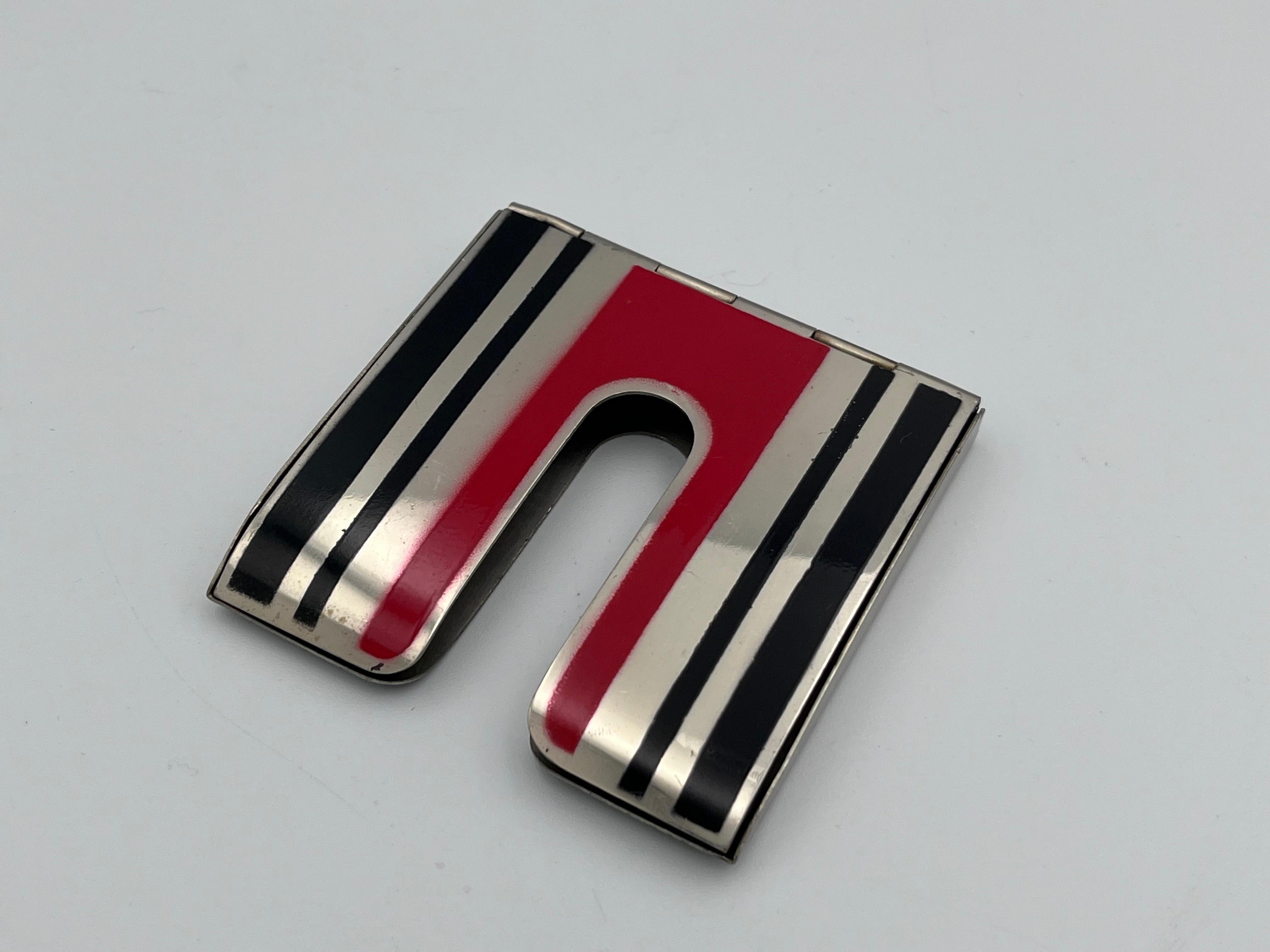 Ultra Rare Art Deco 1930's SLIDEOUT Red & Black Cigarette Case in Original Box For Sale 4