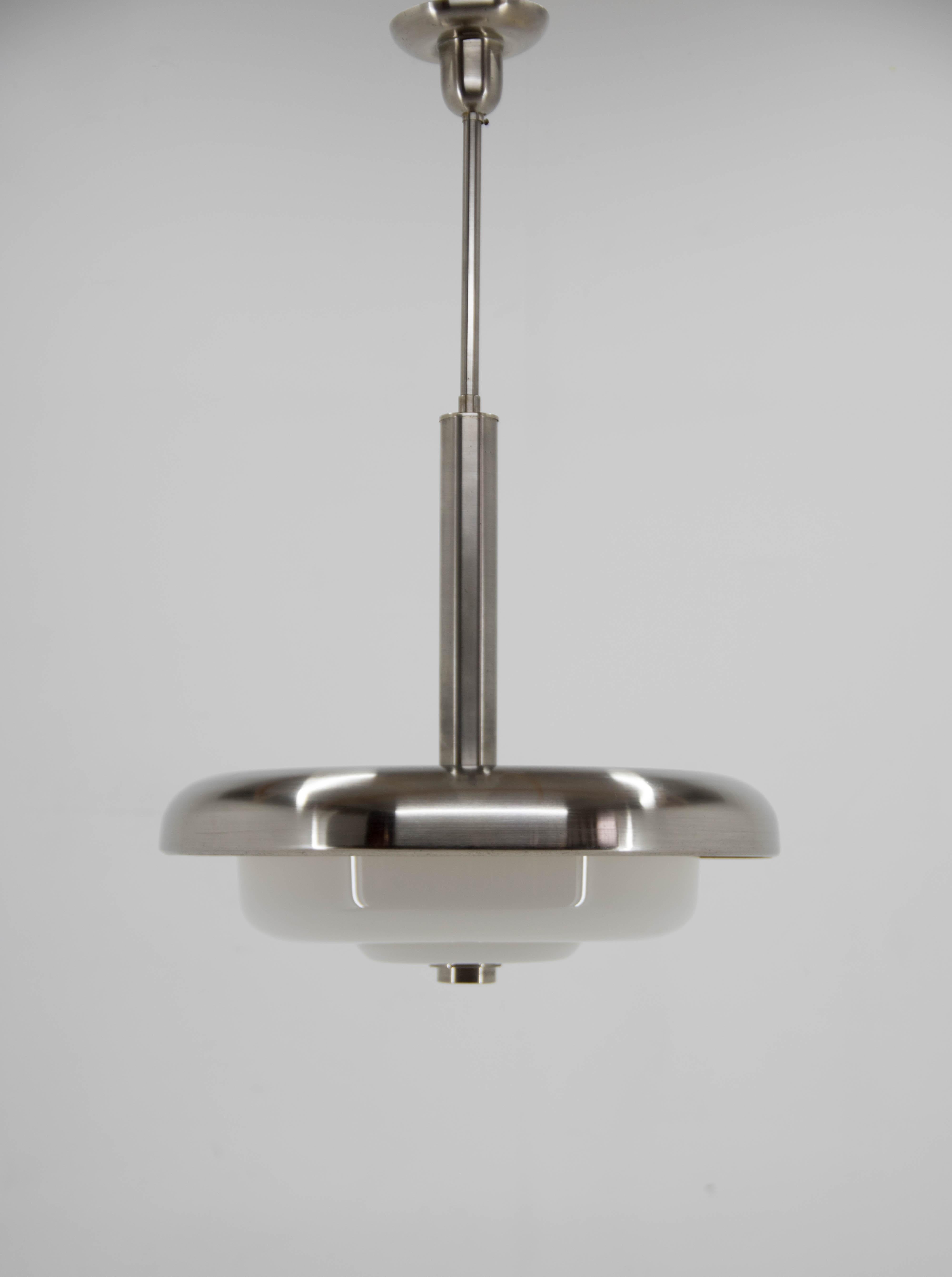 Opaline Glass Ultra Rare Bauhaus Chandelier by IAS, 1930s For Sale