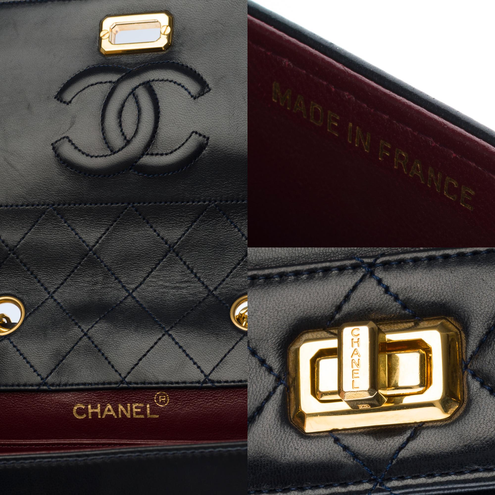 Black Ultra Rare Chanel Trapeze navy blue shoulder bag and gold hardware