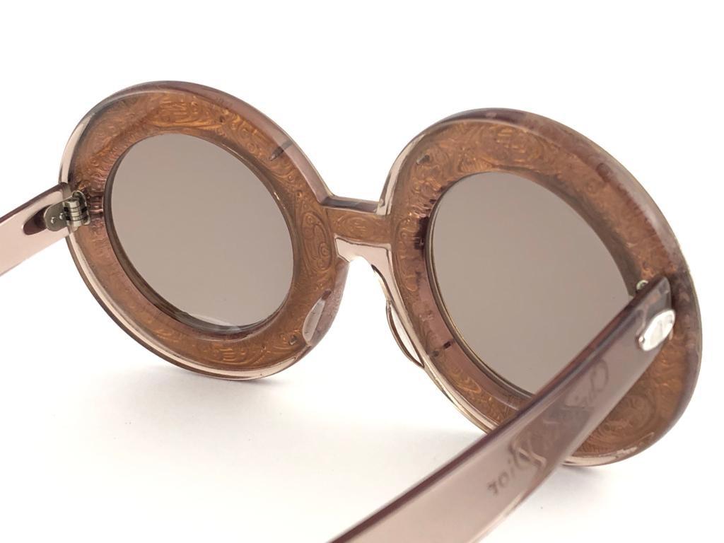 Ultra Rare Christian Dior Enamel Insert Oversized Sunglasses, 1969 For Sale 1