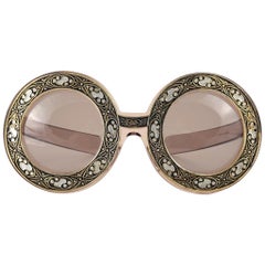 Retro Ultra Rare Christian Dior Enamel Insert Oversized Sunglasses, 1969 