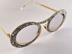 Ultra Rare Christian Dior "  Gypsy " Blue 12K Gold  Enamel Sunglasses, 1969
