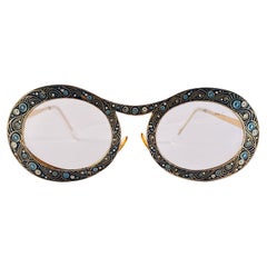 Ultra Raro Christian Dior "  Gitana " Azul Oro 12K  Gafas de sol esmaltadas, 1969