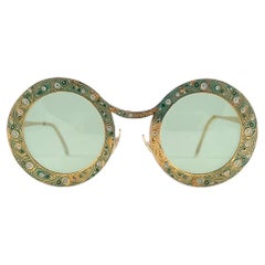 Ultra Rare Christian Dior "  Gypsy " Green Enamel Oversized Sunglasses, 1969 