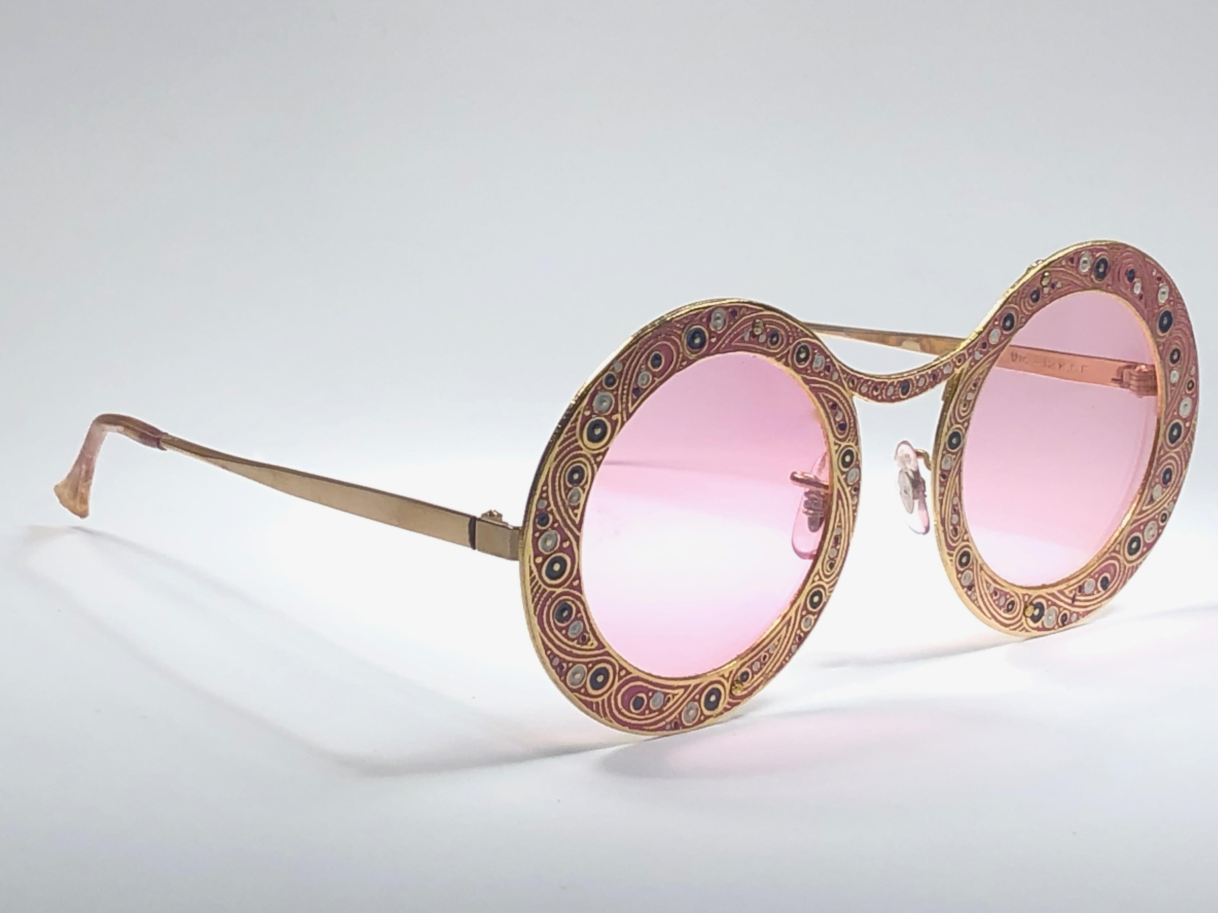 Ultra Rare Christian Dior Gypsy Rose Enamel Oversized Sunglasses, 1969  For Sale 2