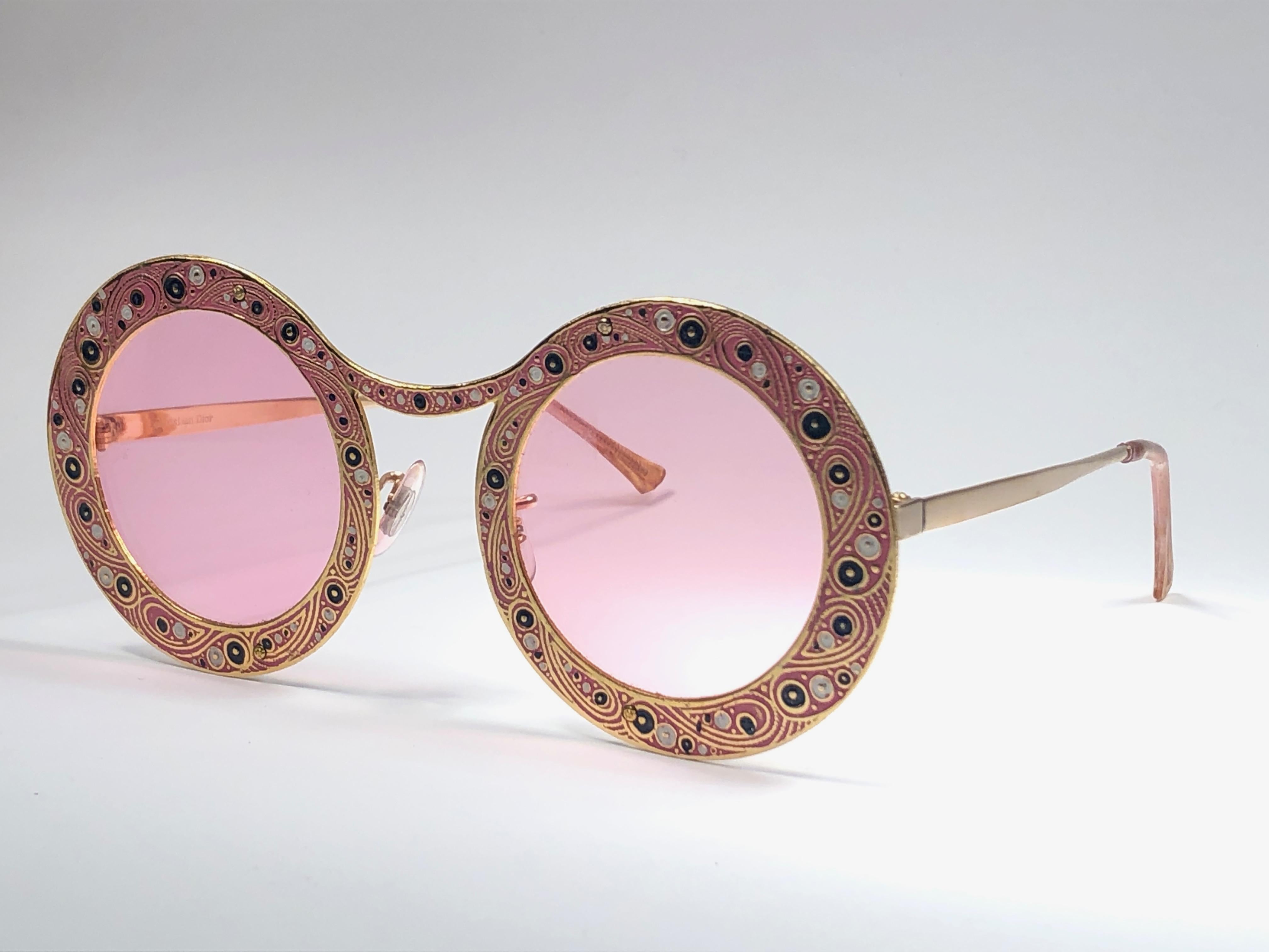 Ultra Rare Christian Dior Gypsy Rose Enamel Oversized Sunglasses, 1969  For Sale 1
