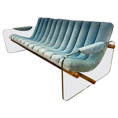 Ultra Rare Fabio Lenci Hyaline Glass Three Seater Sofa Made in Italy circa 1960s