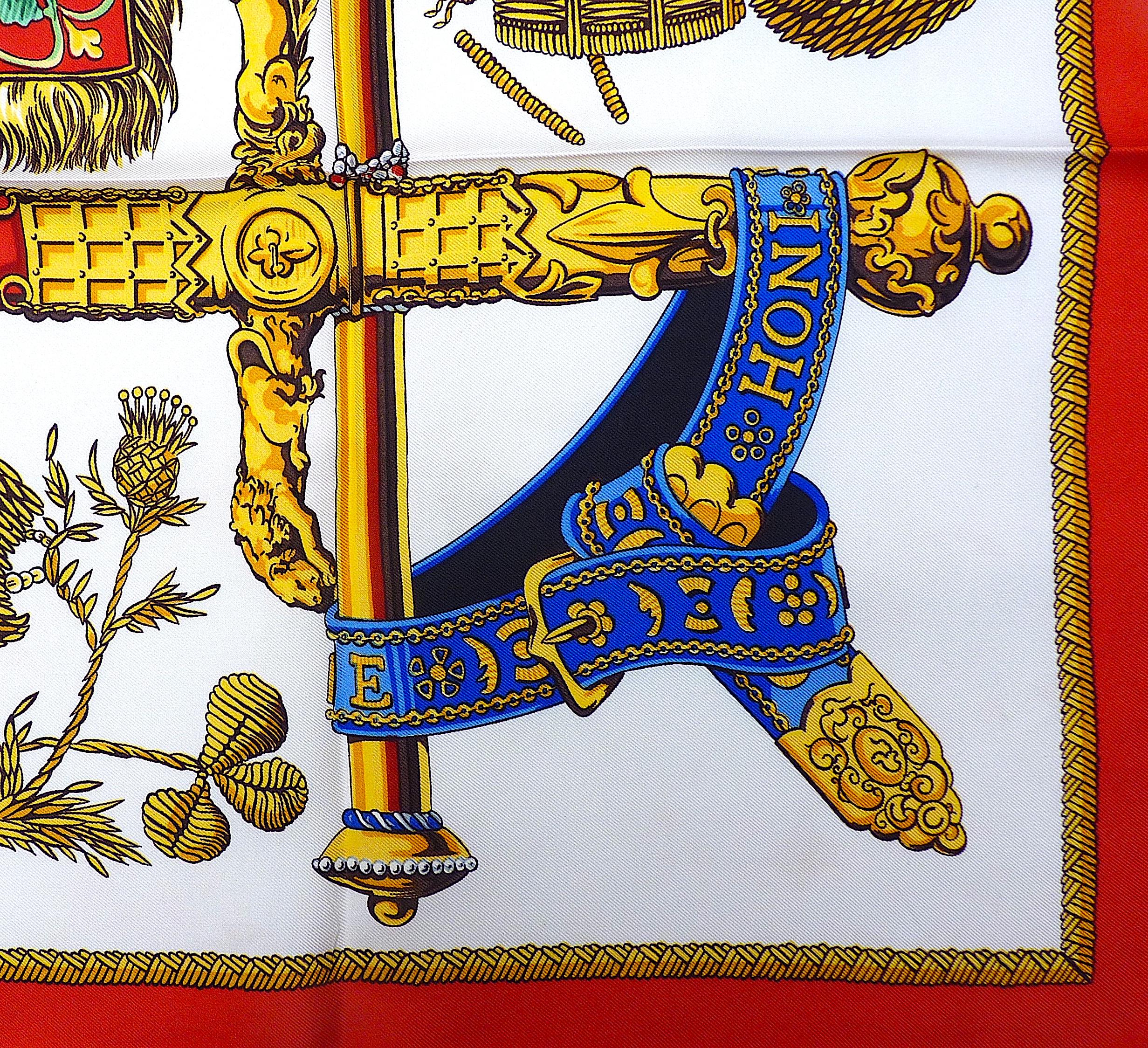 Ultra Rare Hermes Scarf for Queen's Silver Jubilee, Hermes Queen Elizabeth II In Excellent Condition In CHAMPEAUX-SUR-SARTHE, FR