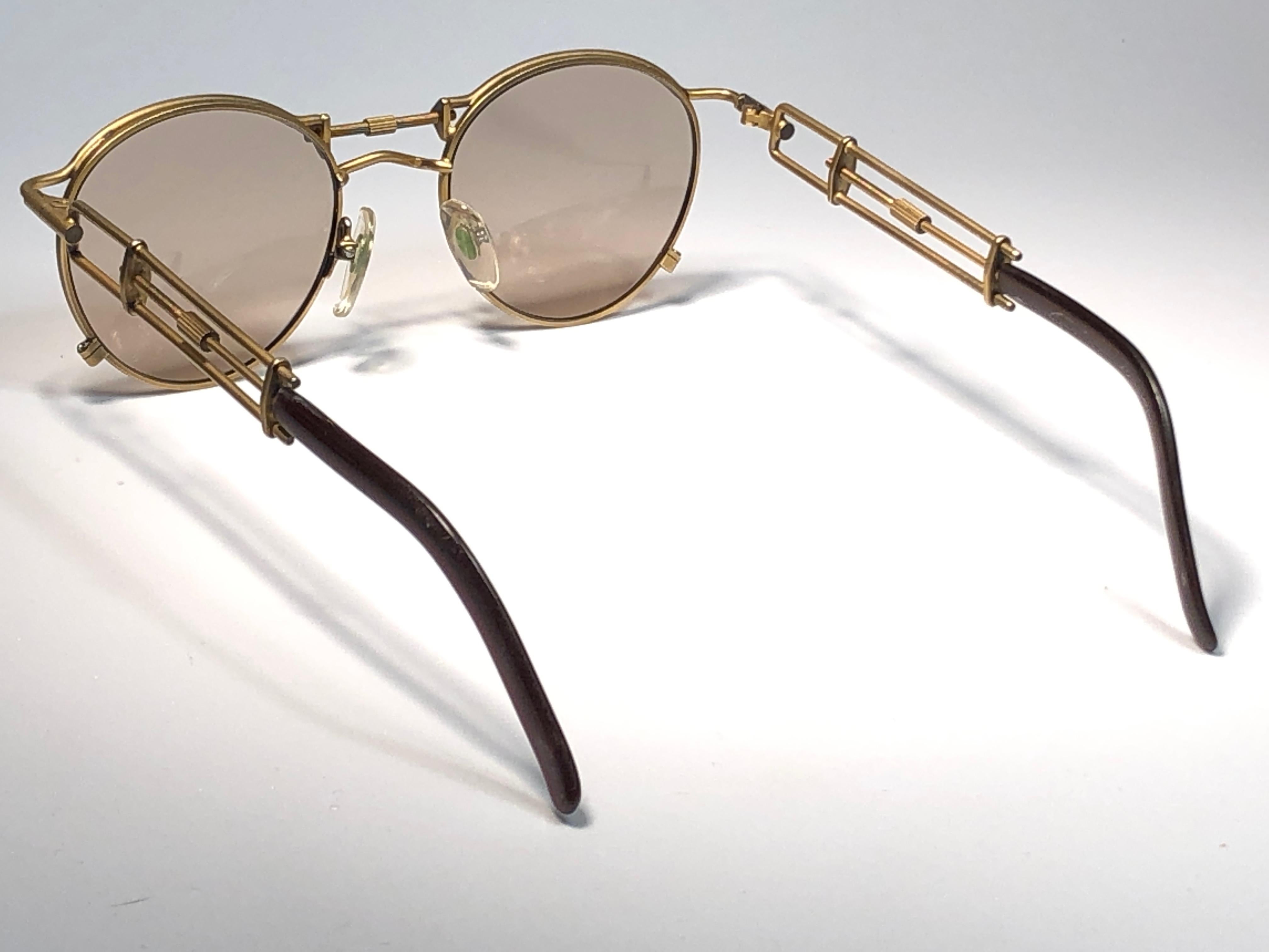 Black Ultra Rare Jean Paul Gaultier 56 0174 Round Copper Lens 1990's Sunglasses Japan