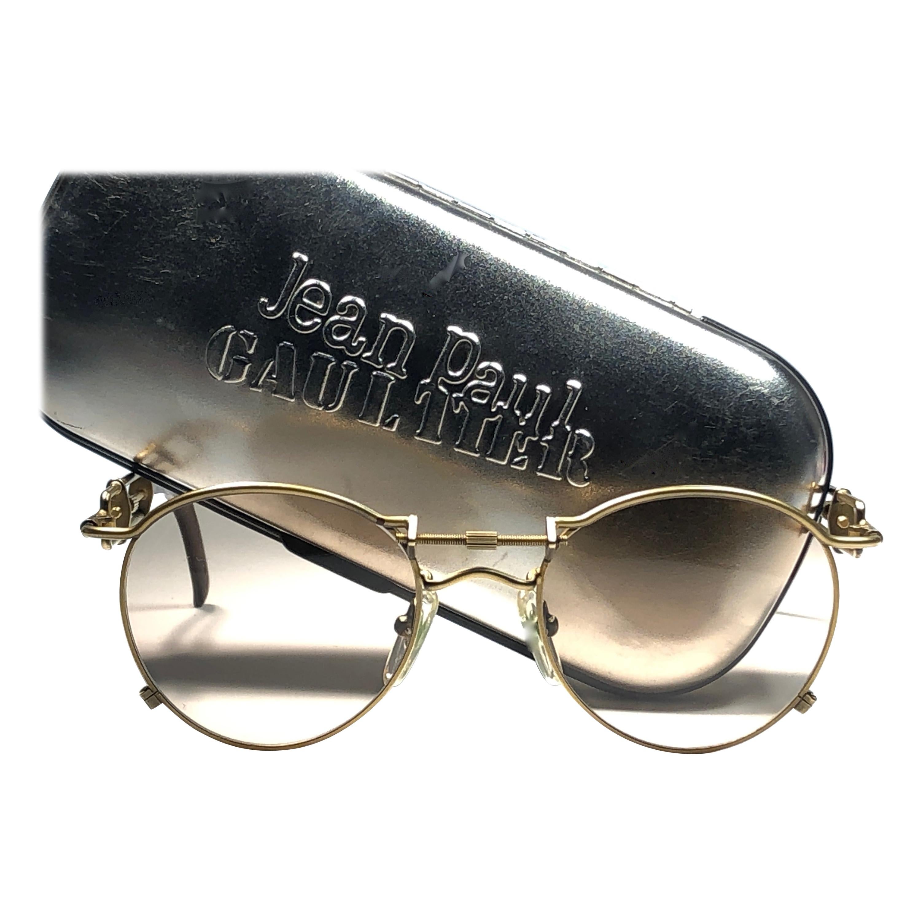 Ultra Rare Jean Paul Gaultier 56 0174 Round Copper Lens 1990's Sunglasses Japan