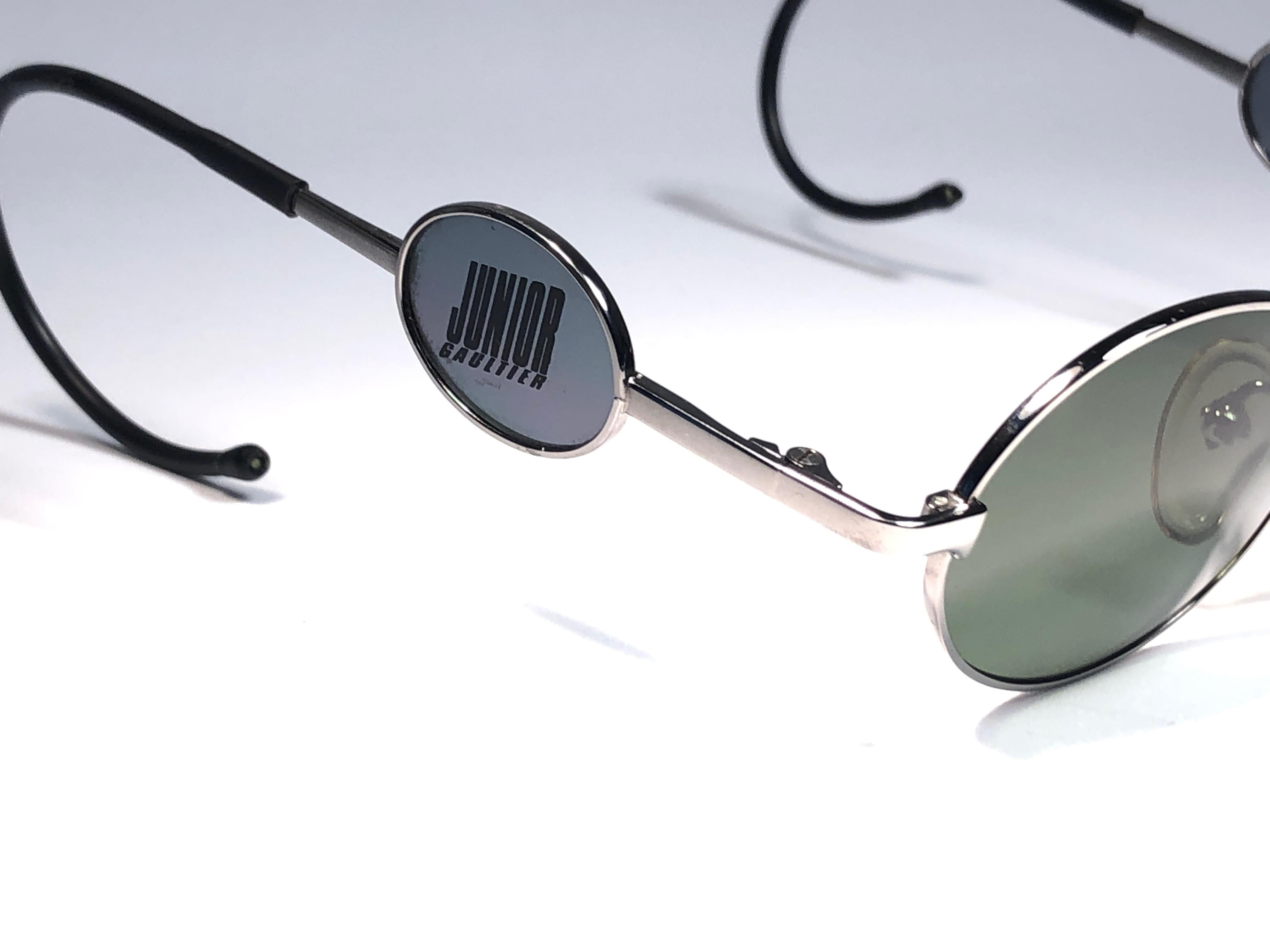 Gray Ultra Rare Jean Paul Gaultier Junior Silver Green Lens 1990 Japan Sunglasses