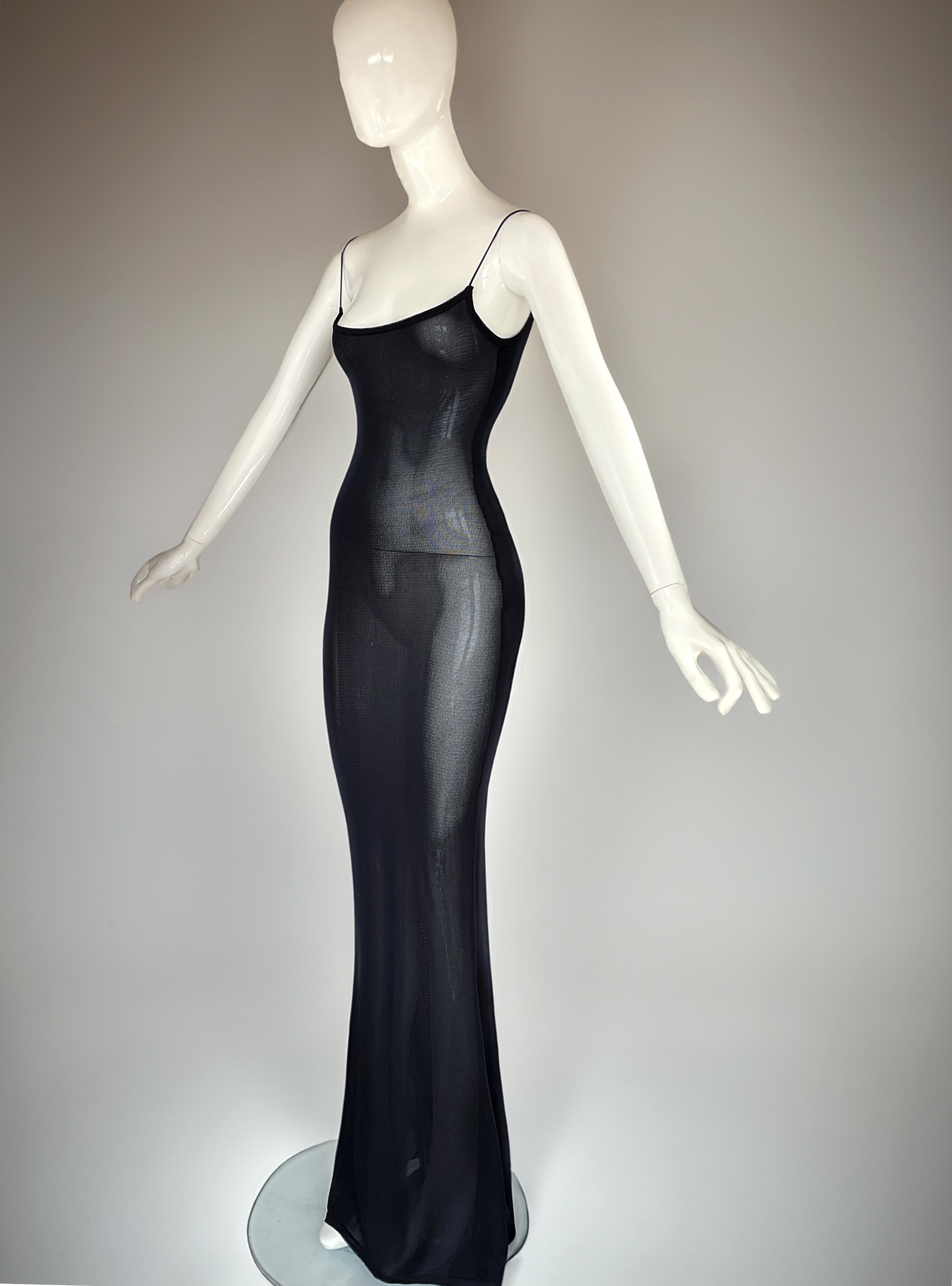 Black Ultra Rare John Galliano 1994 Knit Slip Dress For Sale