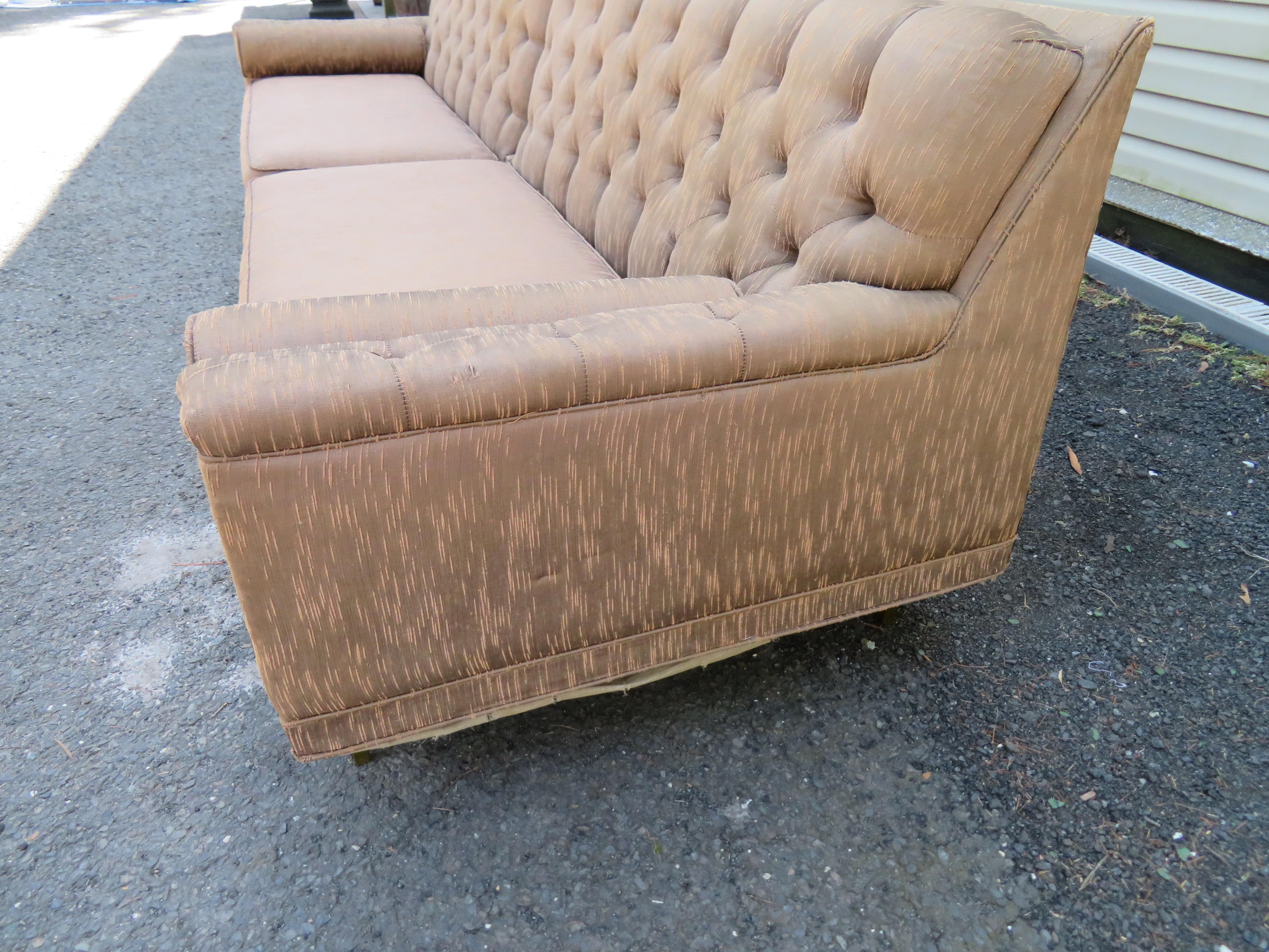 Ultra Rare Karpen of California Tufted Sofa Sectional Walnut Leg Mid-Century For Sale 2