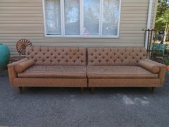 Ultra Rare Karpen of California Tufted Sofa Sectional Walnut Leg Mid-Century
