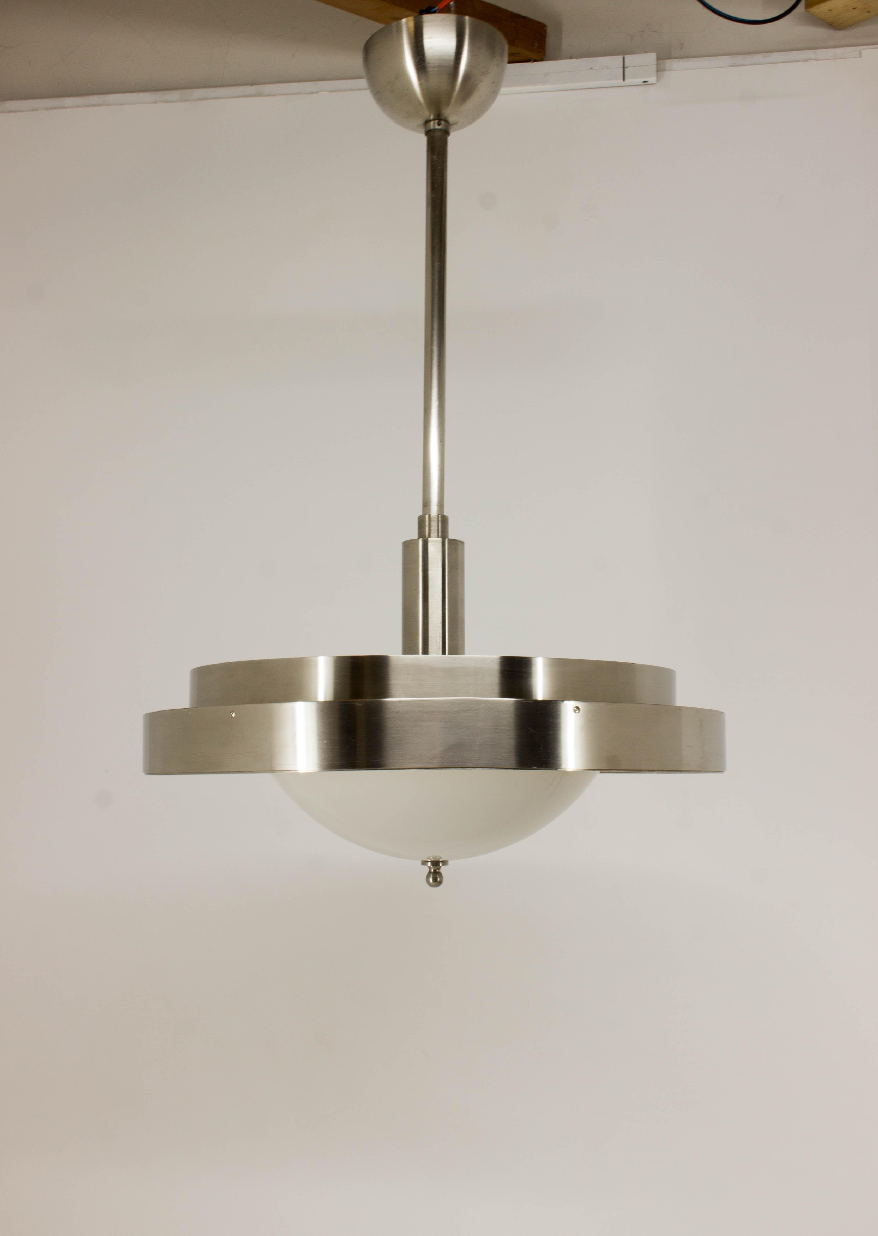 Czech Ultra Rare Large Bauhaus Chandelier, 1930s For Sale