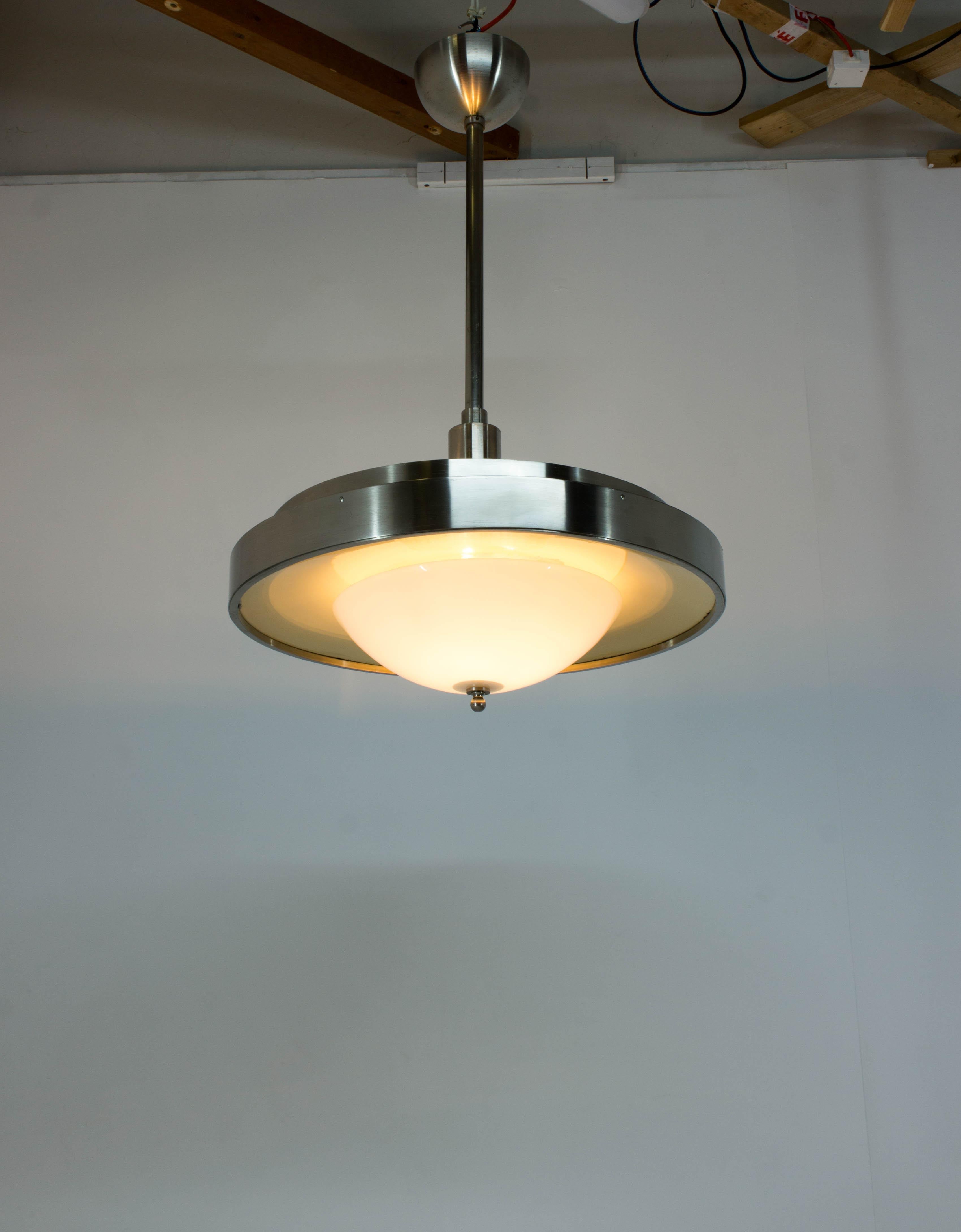 Ultra Rare Large Bauhaus Chandelier, 1930s In Good Condition For Sale In Praha, CZ